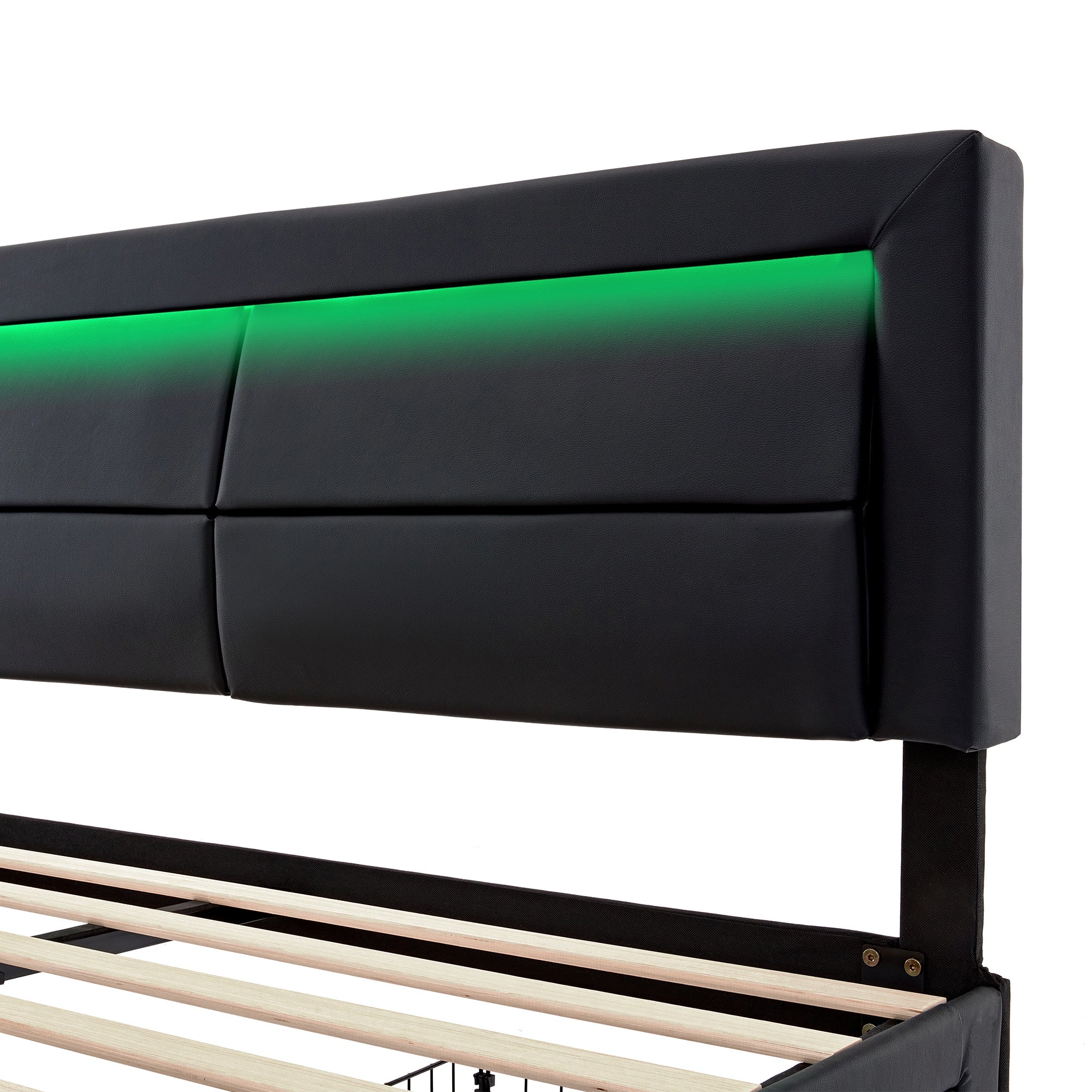 Logidon bed 140x190 cm met USB LED 4 lades zwart