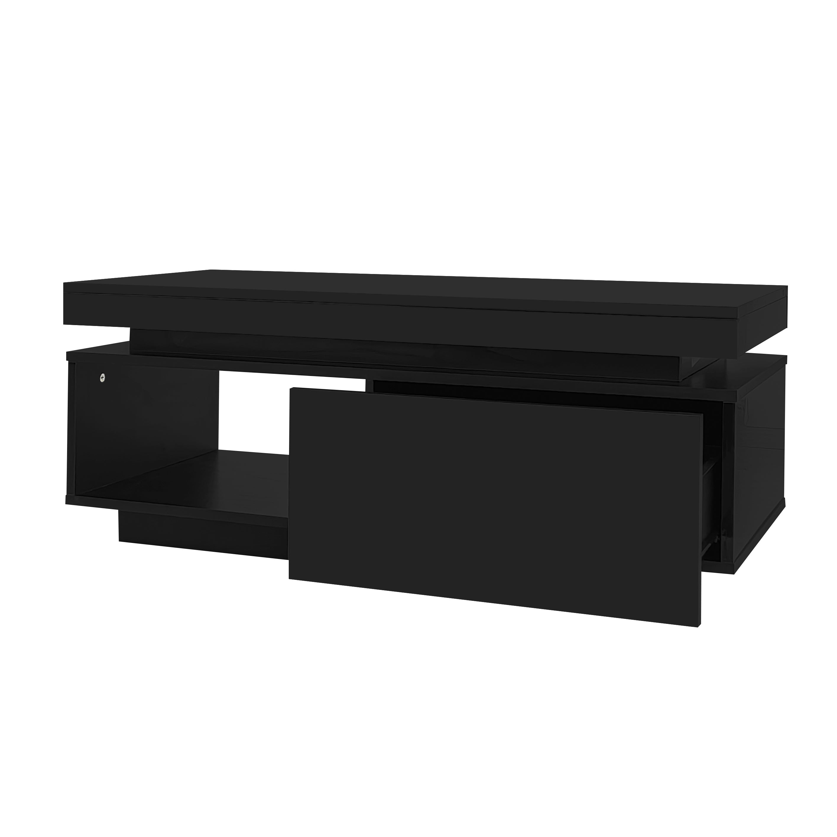 Logidon hoogglans salontafel zwart met LED verlichting 100x50x40 cm