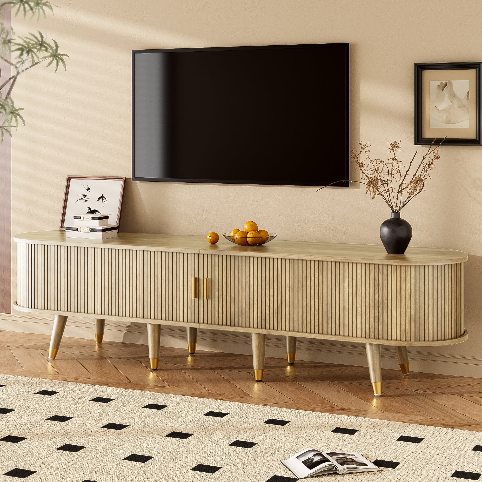 Logidon TV-meubel met schuifdeuren 175 centimeter bruin MDF lowboard
