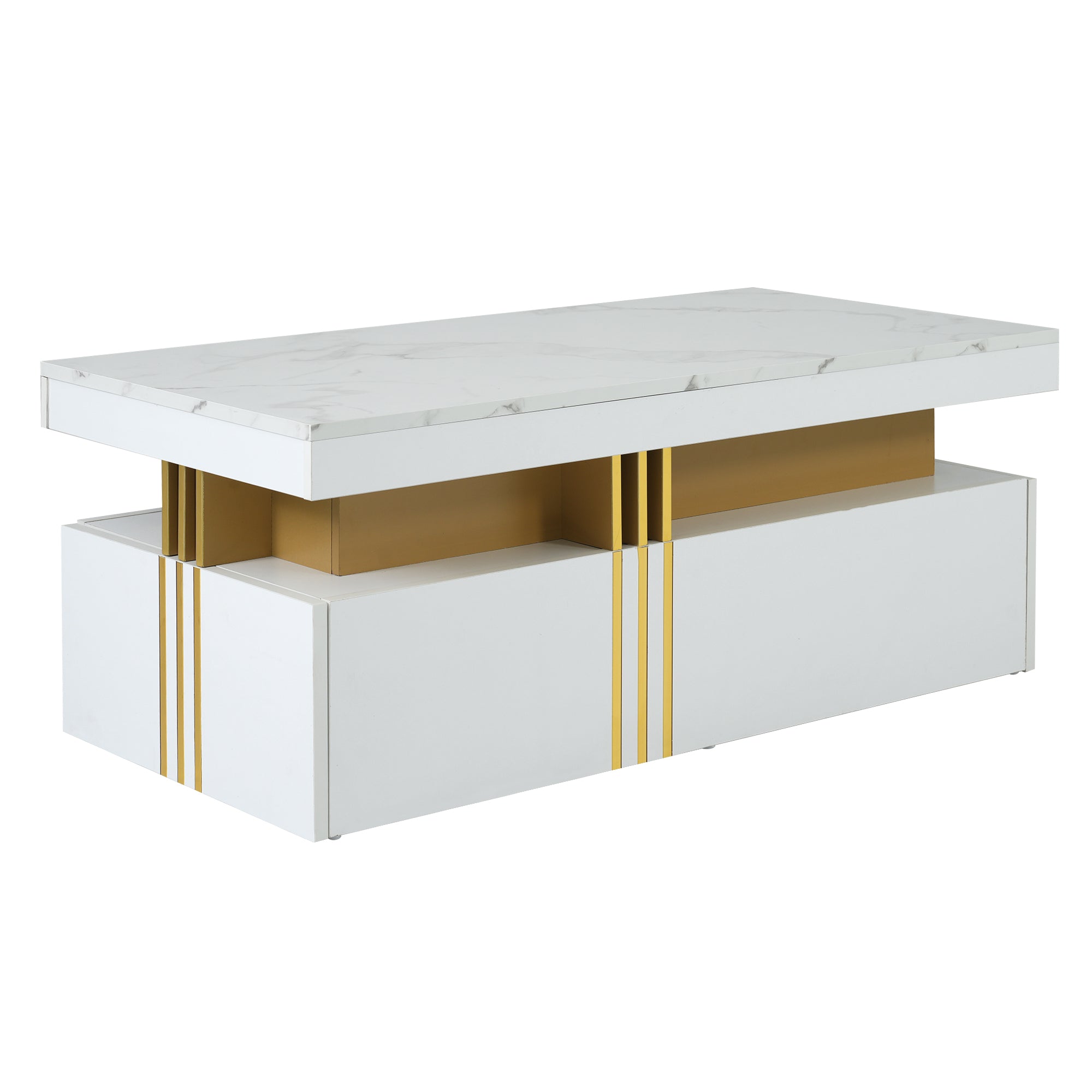 Logidon Modern coffee table high gloss top, 2 drawers, 100x50 cm