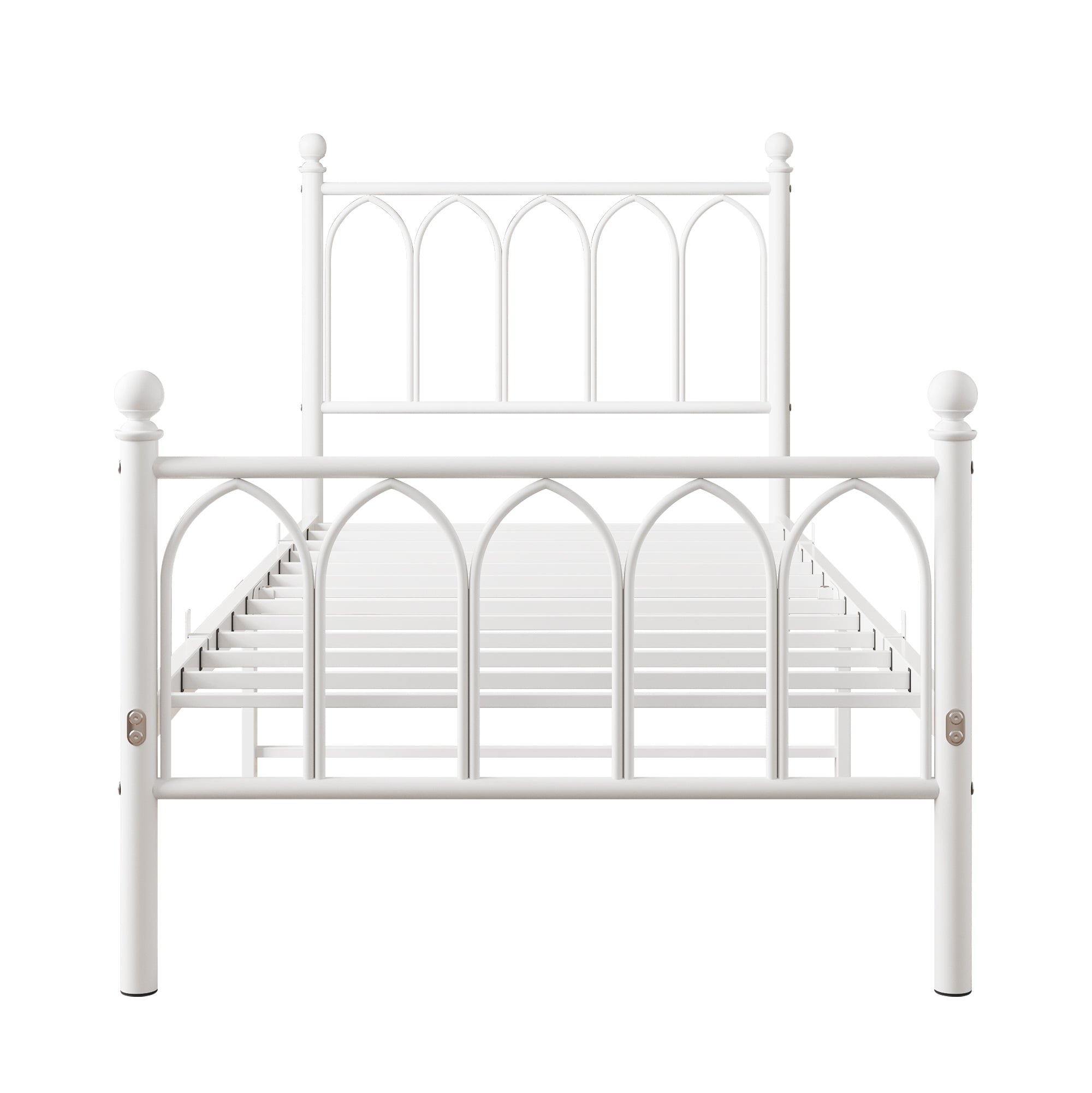 Logidon metalen bedframe 90x200 wit hoofdbord met opbergruimte voor onder het bed