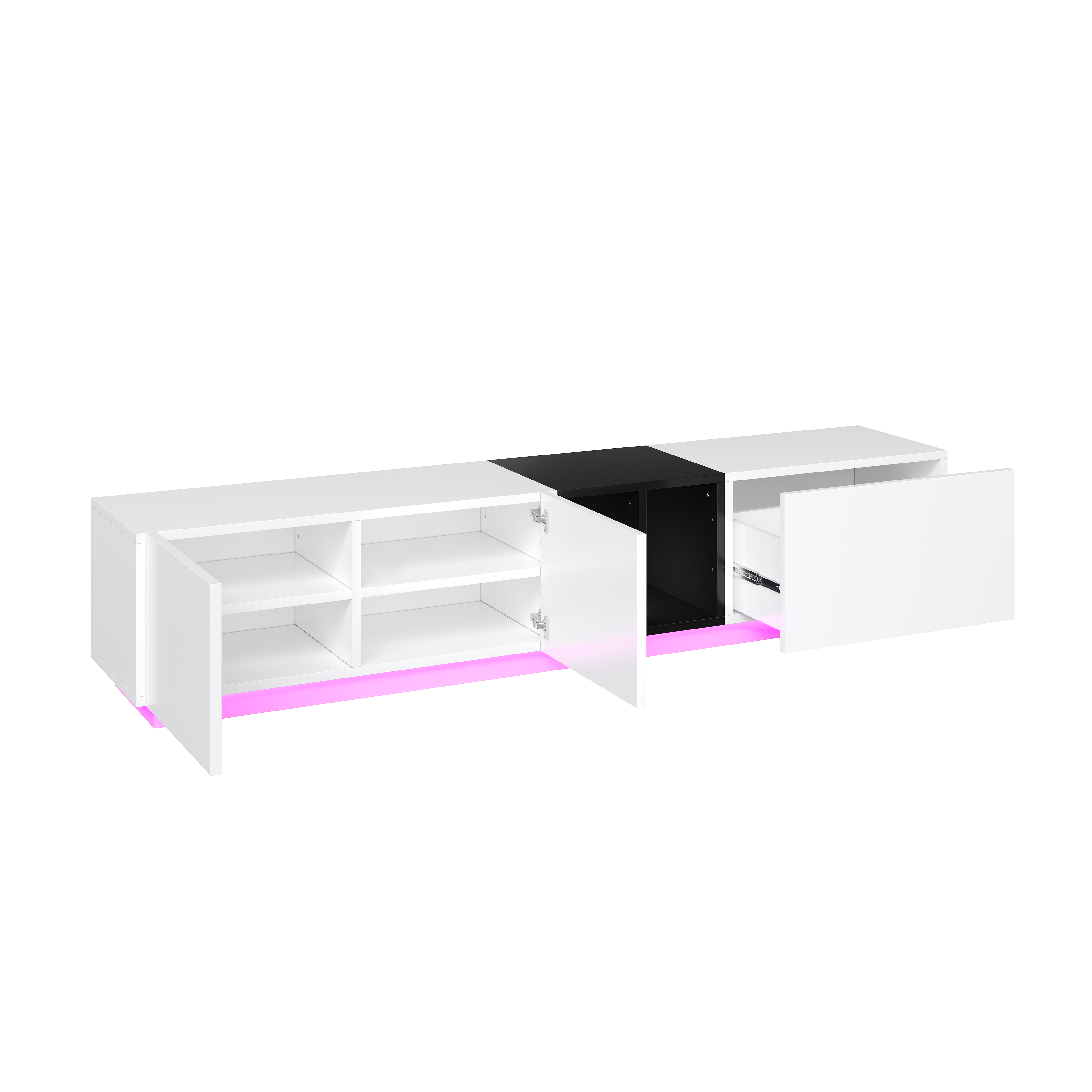 Logidon Modern TV-meubel Wit-Zwart Contrast Met Laden 190 cm