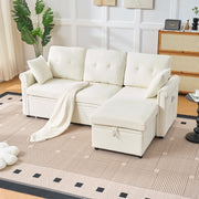 Logidon hoekslaapbank slaapfunctie L-vorm chenille beige