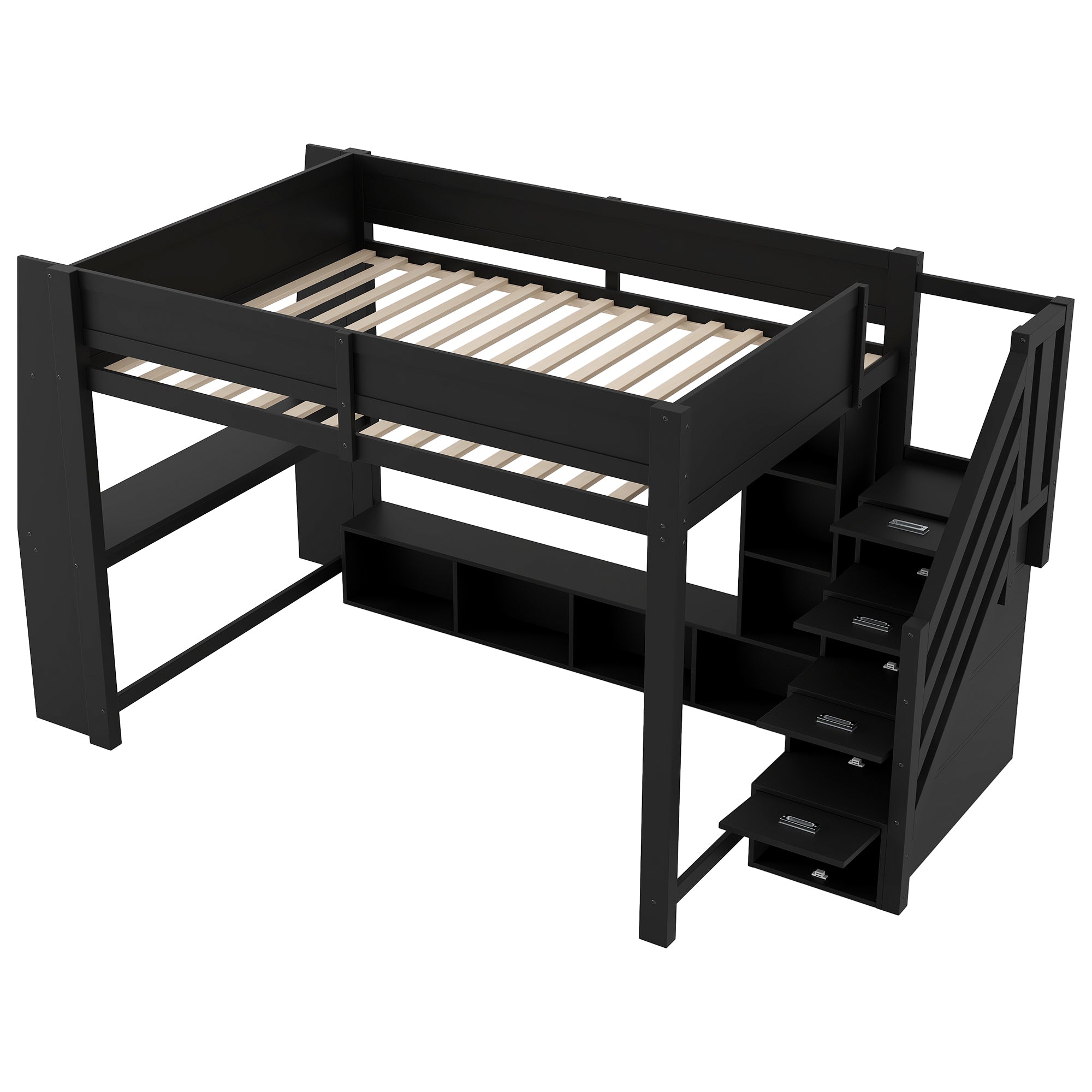 Logidon 140x200 hoogslaper met bureautrap LED zwart