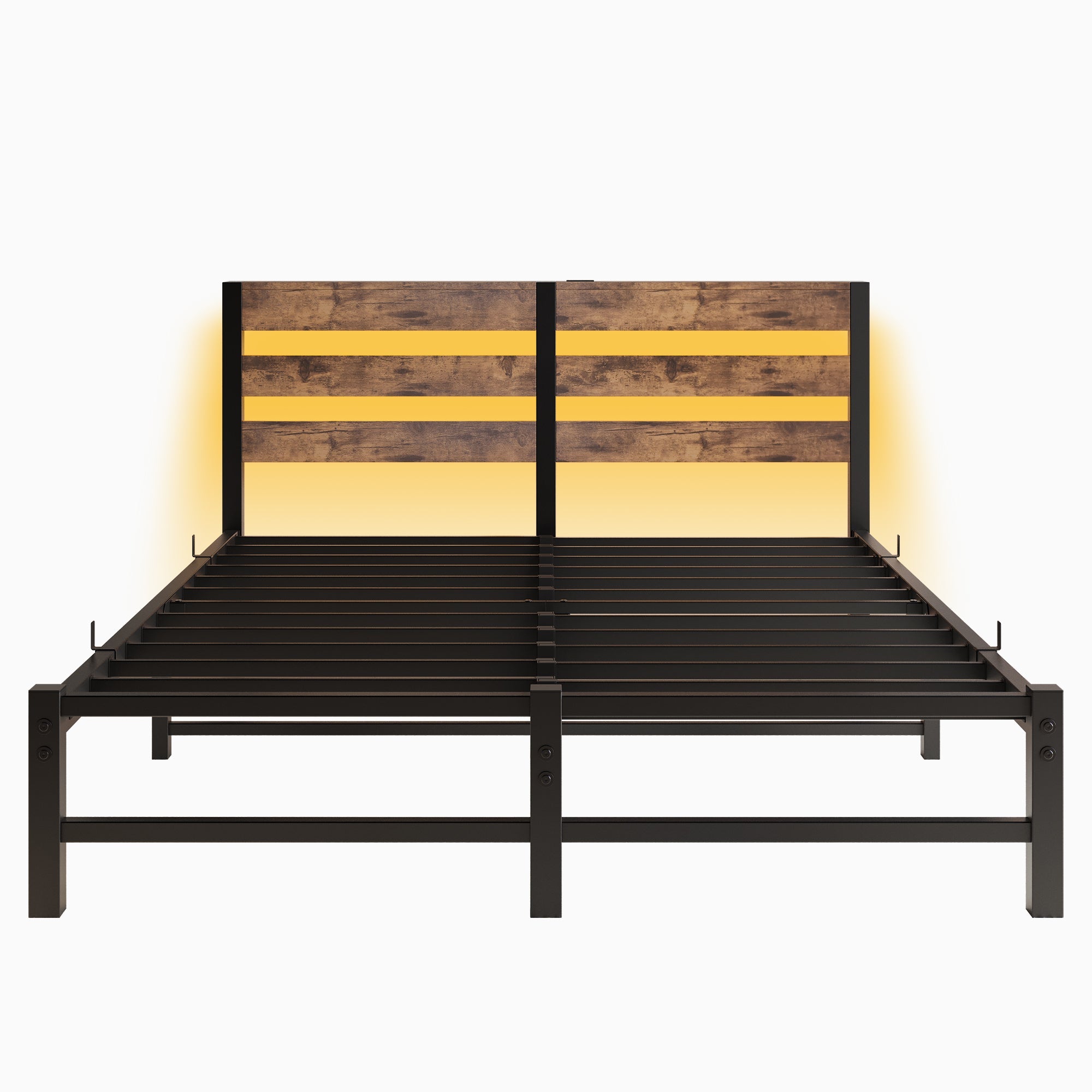 Logidon metalen bedframe 140x200 zwarte LED-verlichting