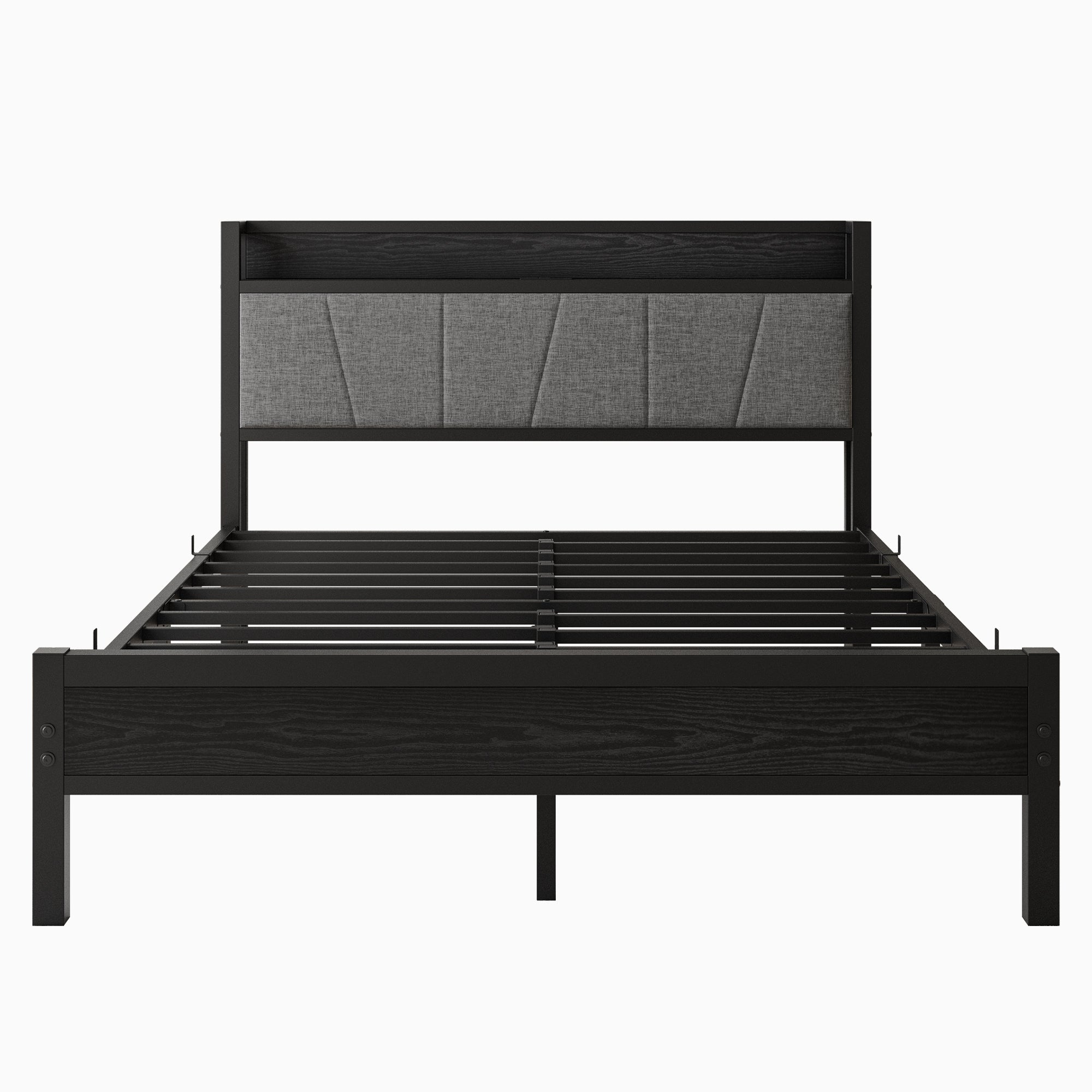 Logidon 140x200 cm bedframe zwart met LED-verlichting en USB