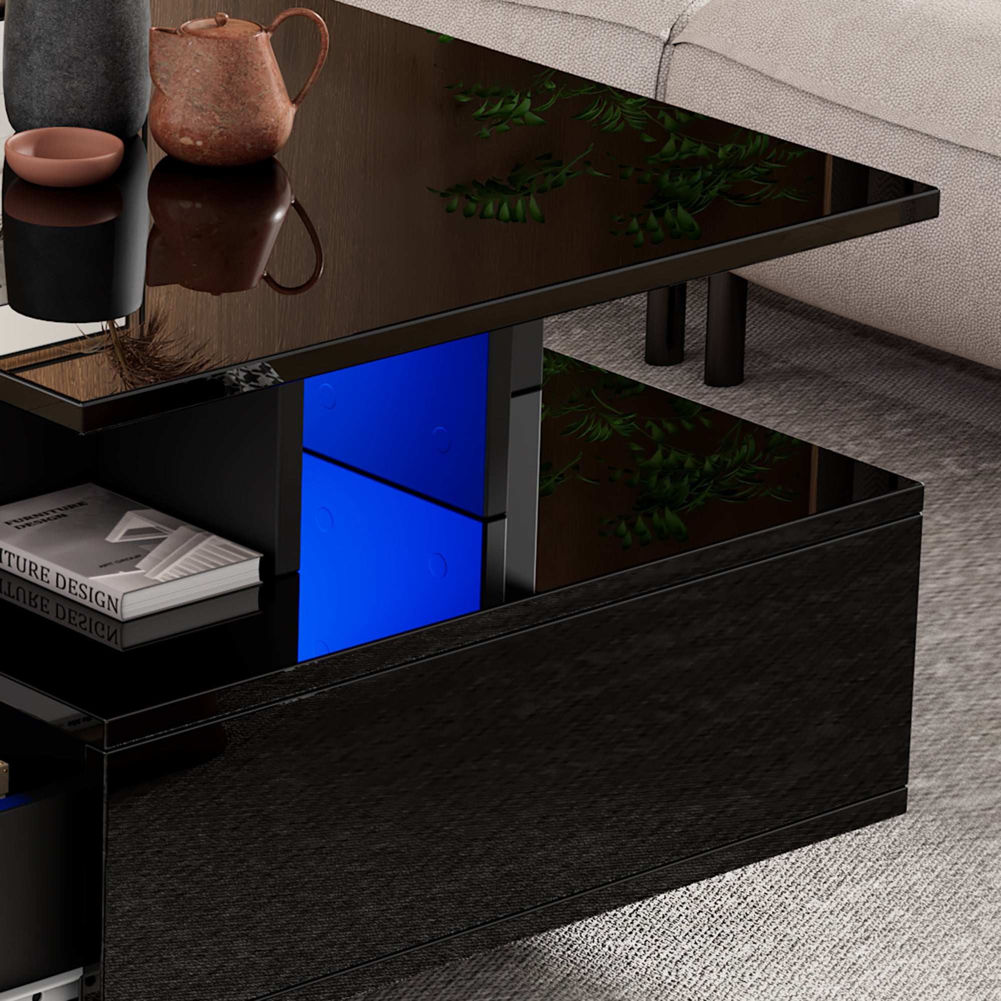 Logidon LED-verlichting salontafel met 2 lades 90x55x41 cm