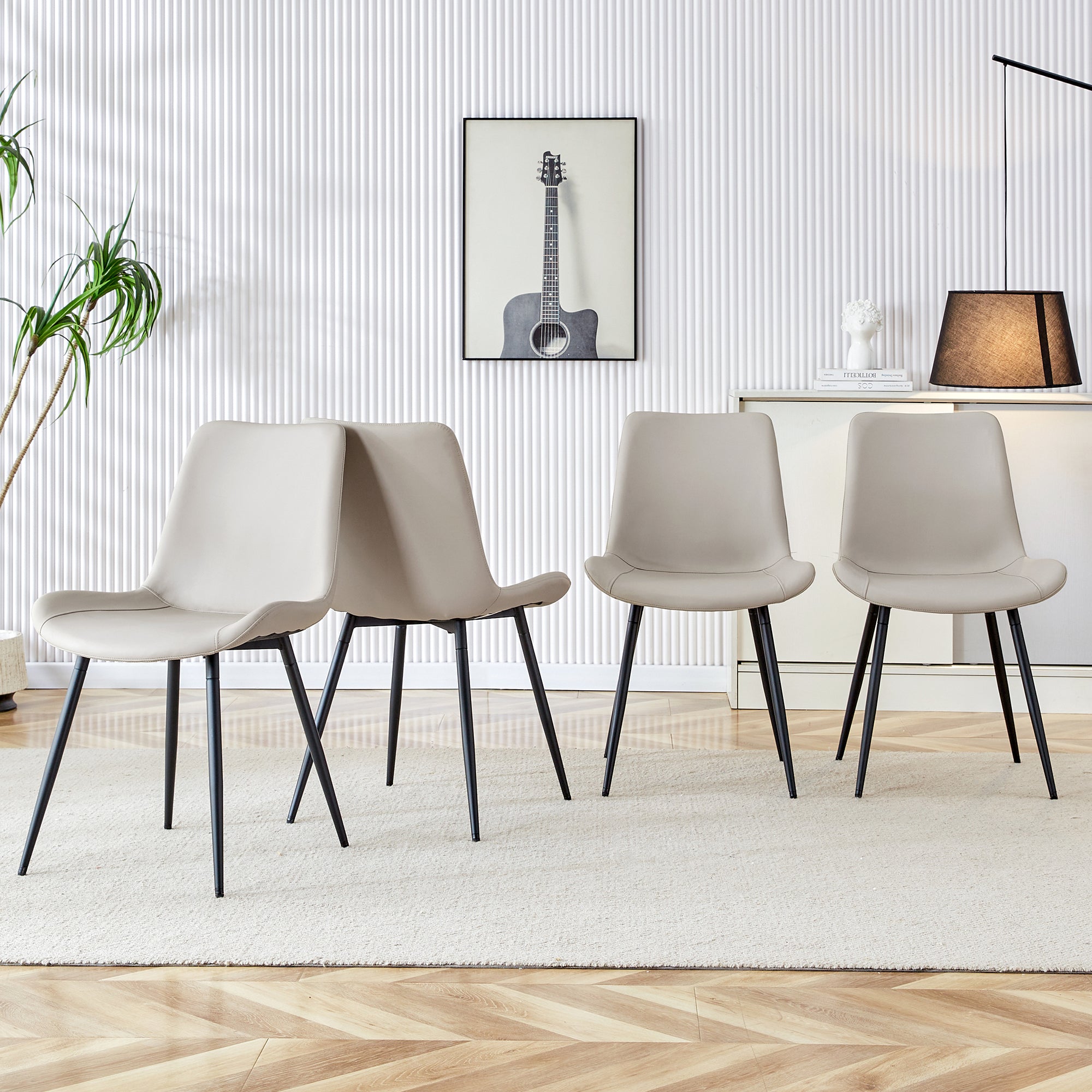 Logidon set van 4 eettafelstoelen kunstleer grijze brede zitting