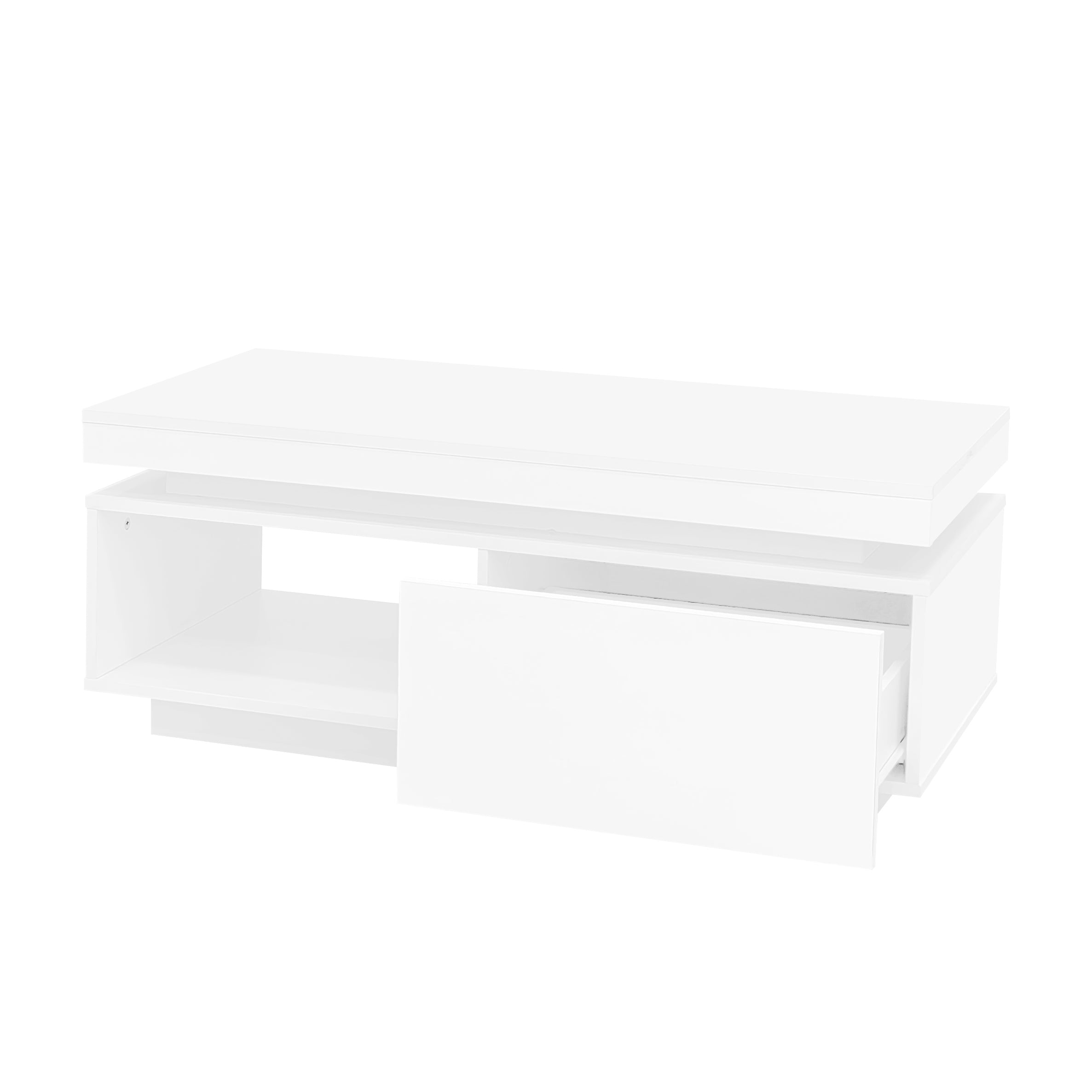 Logidon hoogglans witte salontafel met LED verlichting 100x50x40,3 cm