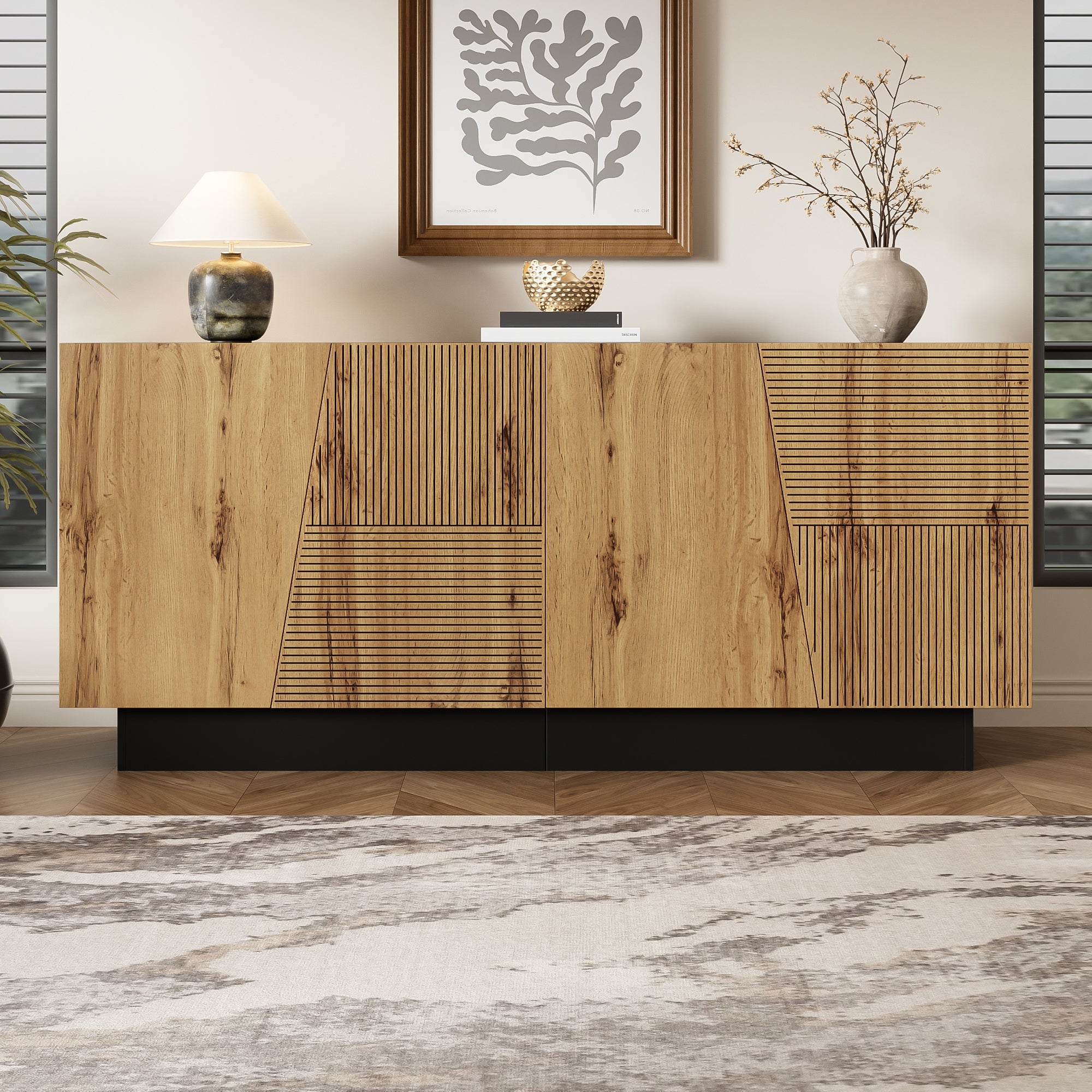 Logidon dressoir 160 cm zwart houtlook verstelbare planken