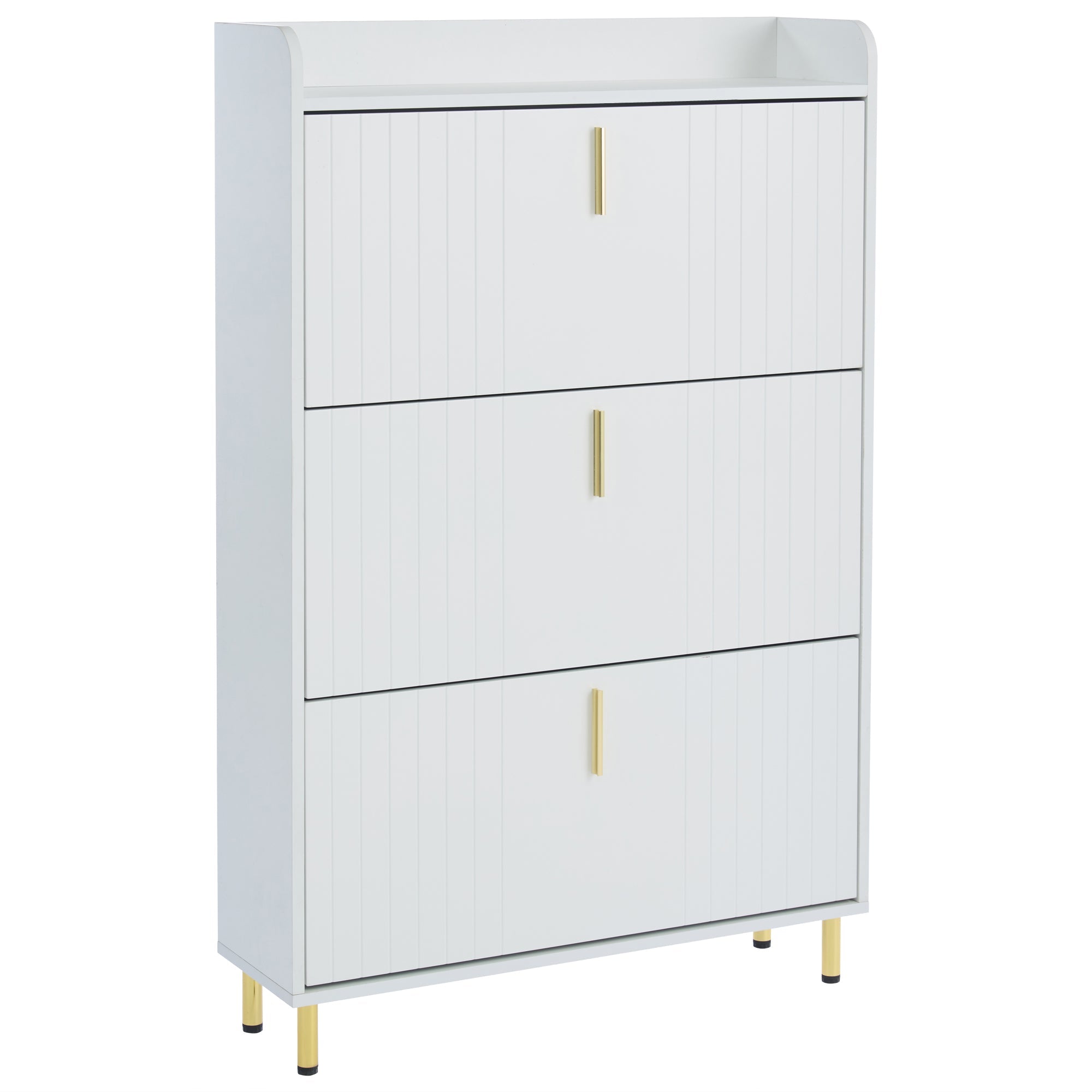 Logidon schoenenkast wit 3 kleppen, 6 vakken, 80x23x123 cm