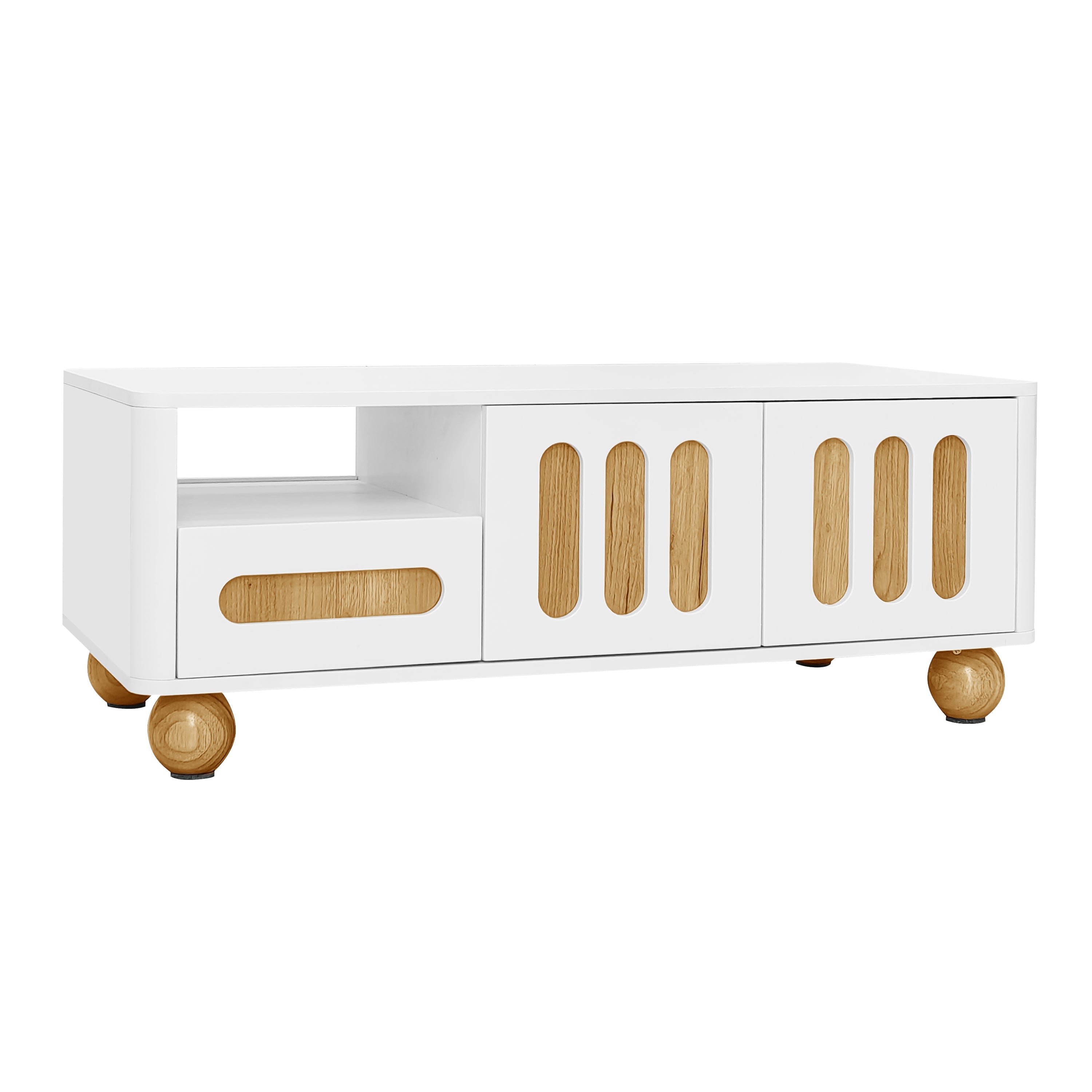 Logidon Moderne Salontafel 105x50x40 Cm Wit Houtlook LED Verlichting
