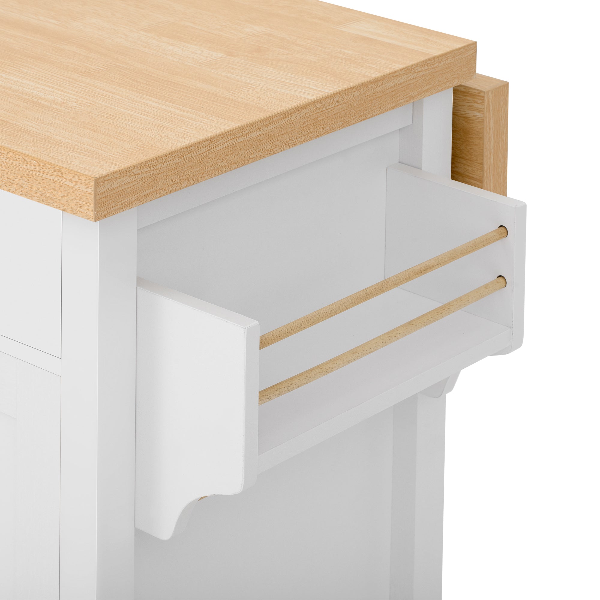 Logidon Mobiel Keukeneiland Wit met Uitschuifbare Eettafel en Laden