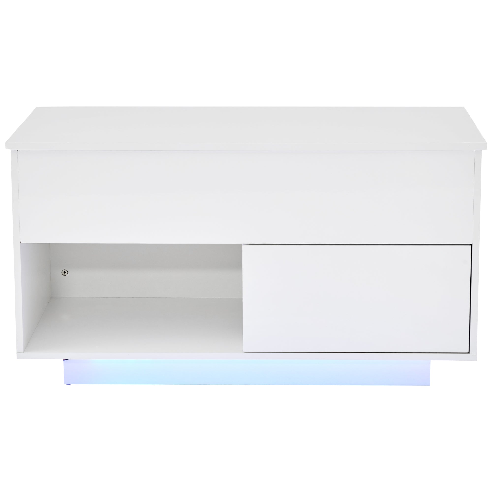 Logidon hoogglans hefsalontafel 100 x 50 cm witte LED-verlichting
