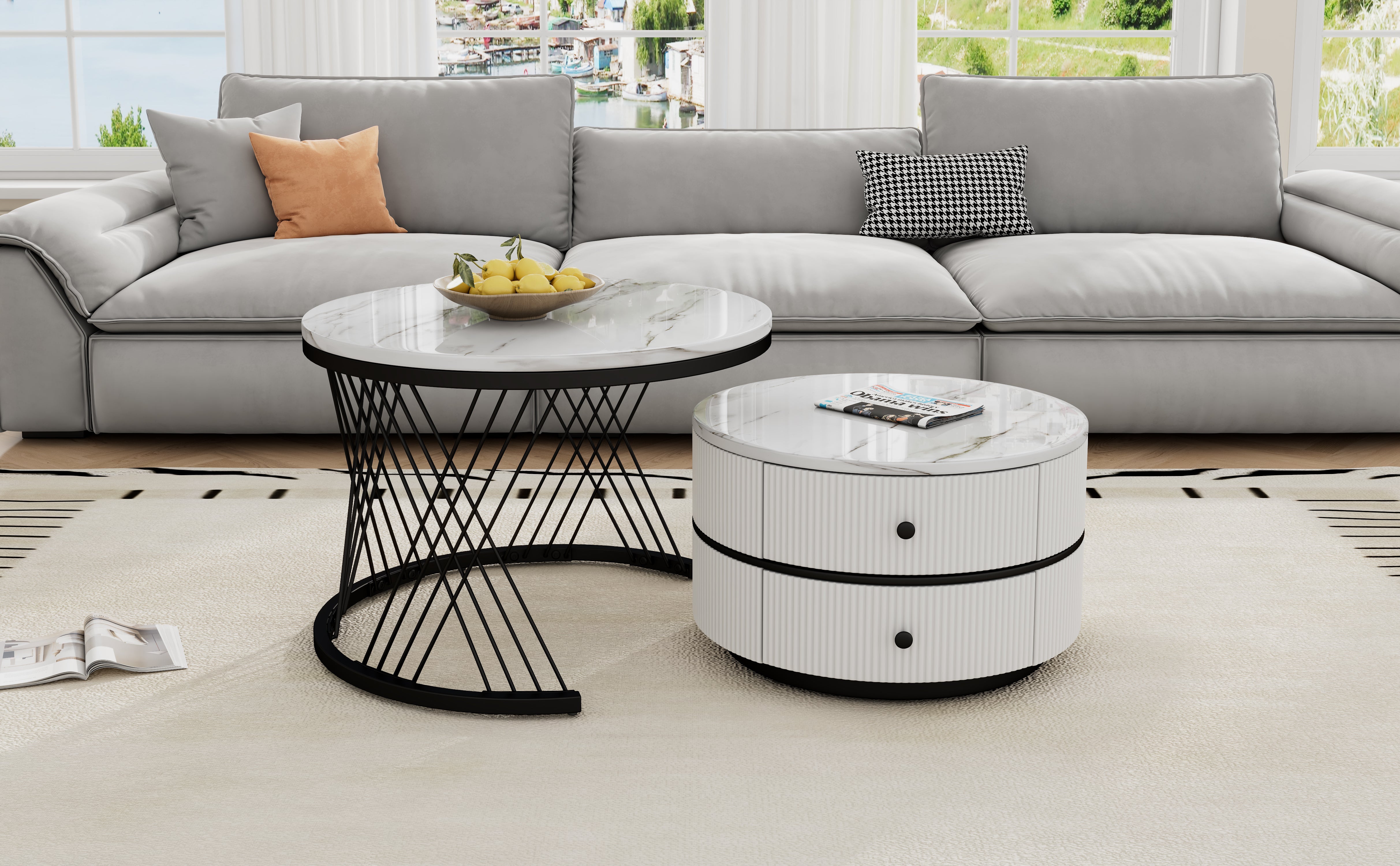 Logidon Elegant Nest salontafelset wit, 2-delig, 60x60/50x50