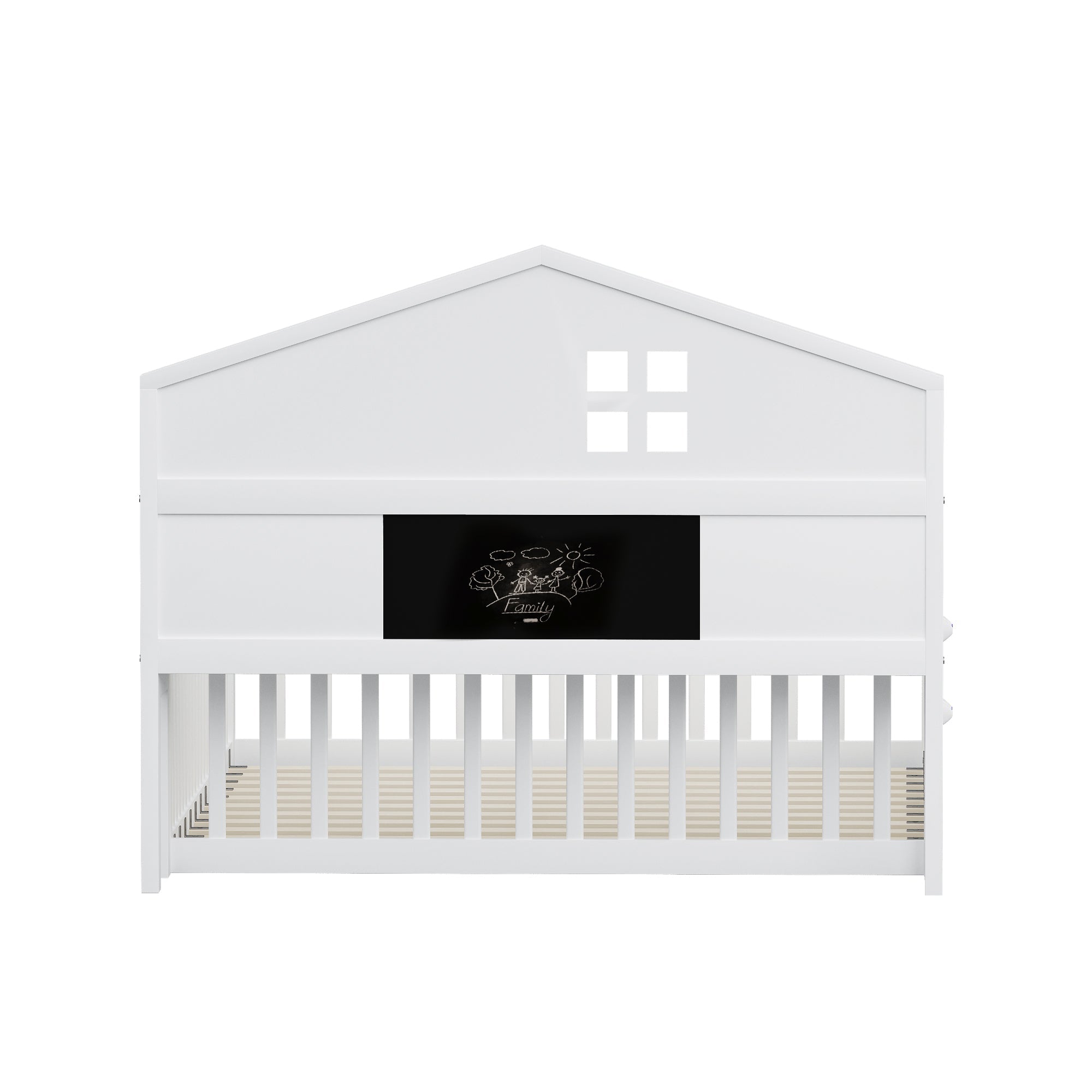 Logidon kinderbed 140x200 huisvorm wit met opbergruimte en lattenbodem