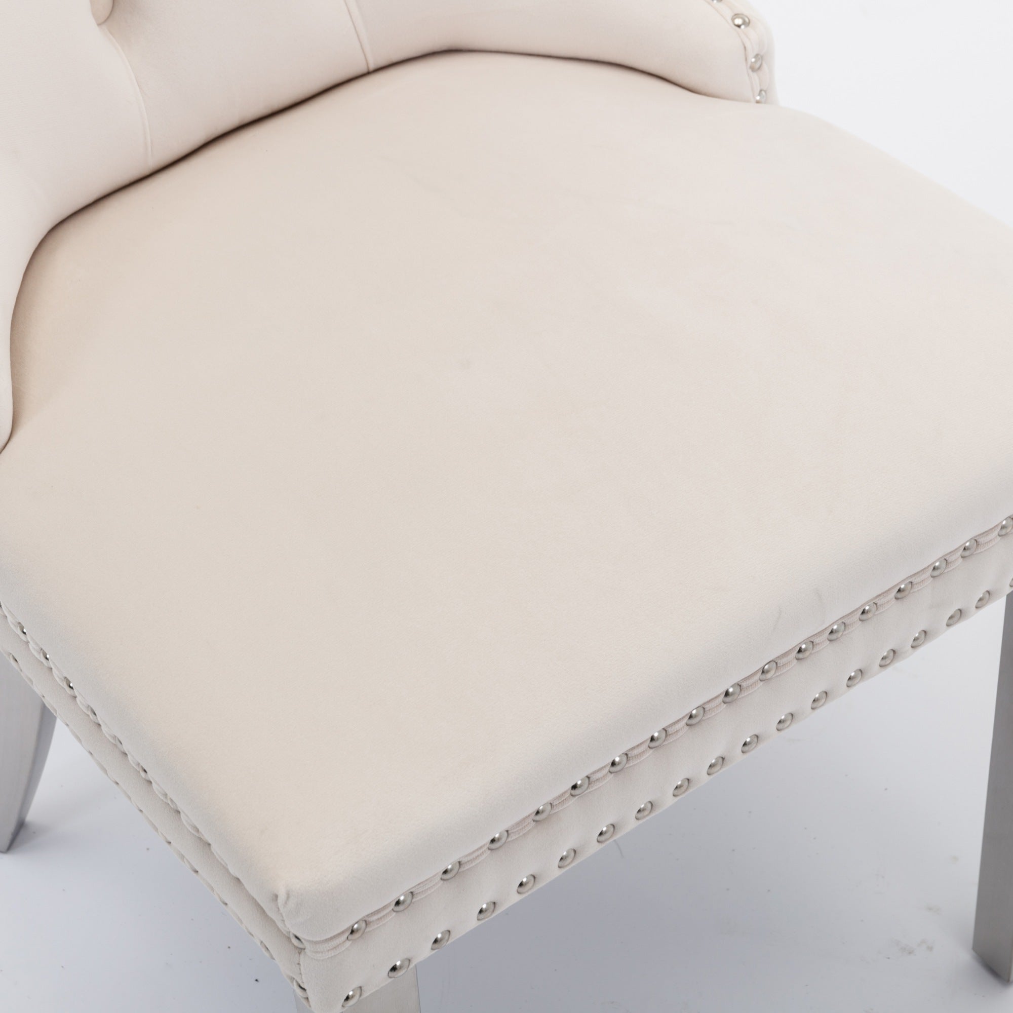 Logidon Nikki Collection beige fluwelen eetkamerstoelenset 2 met chromen poten
