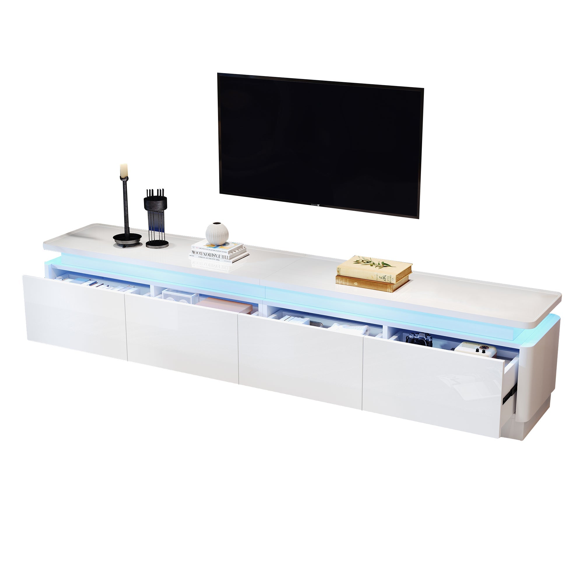 Logidon TV-meubel wit 180x34x40 cm met LED-verlichting 4 lades