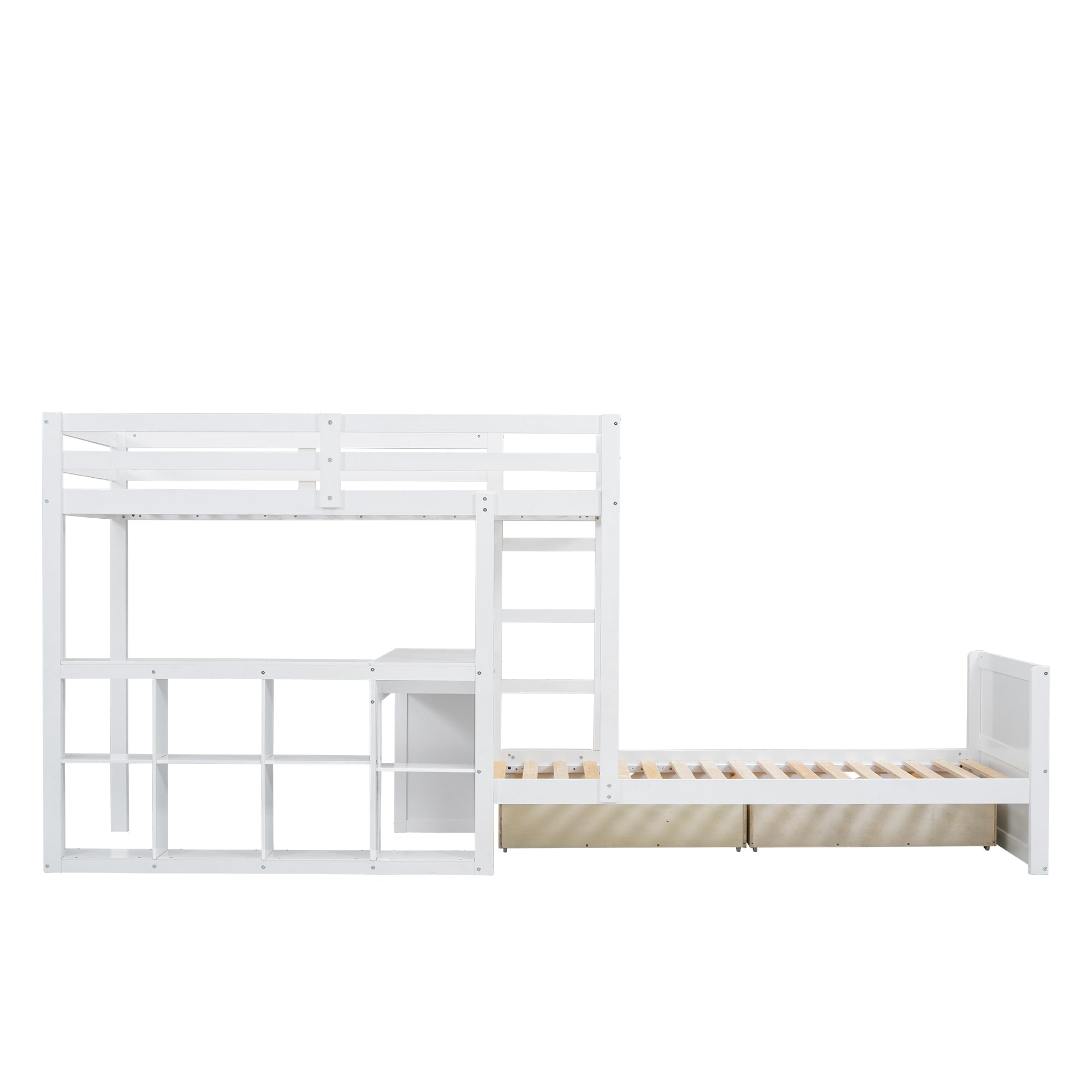 Logidon stapelbed 90x200 cm witte drietrapsladder met bureau