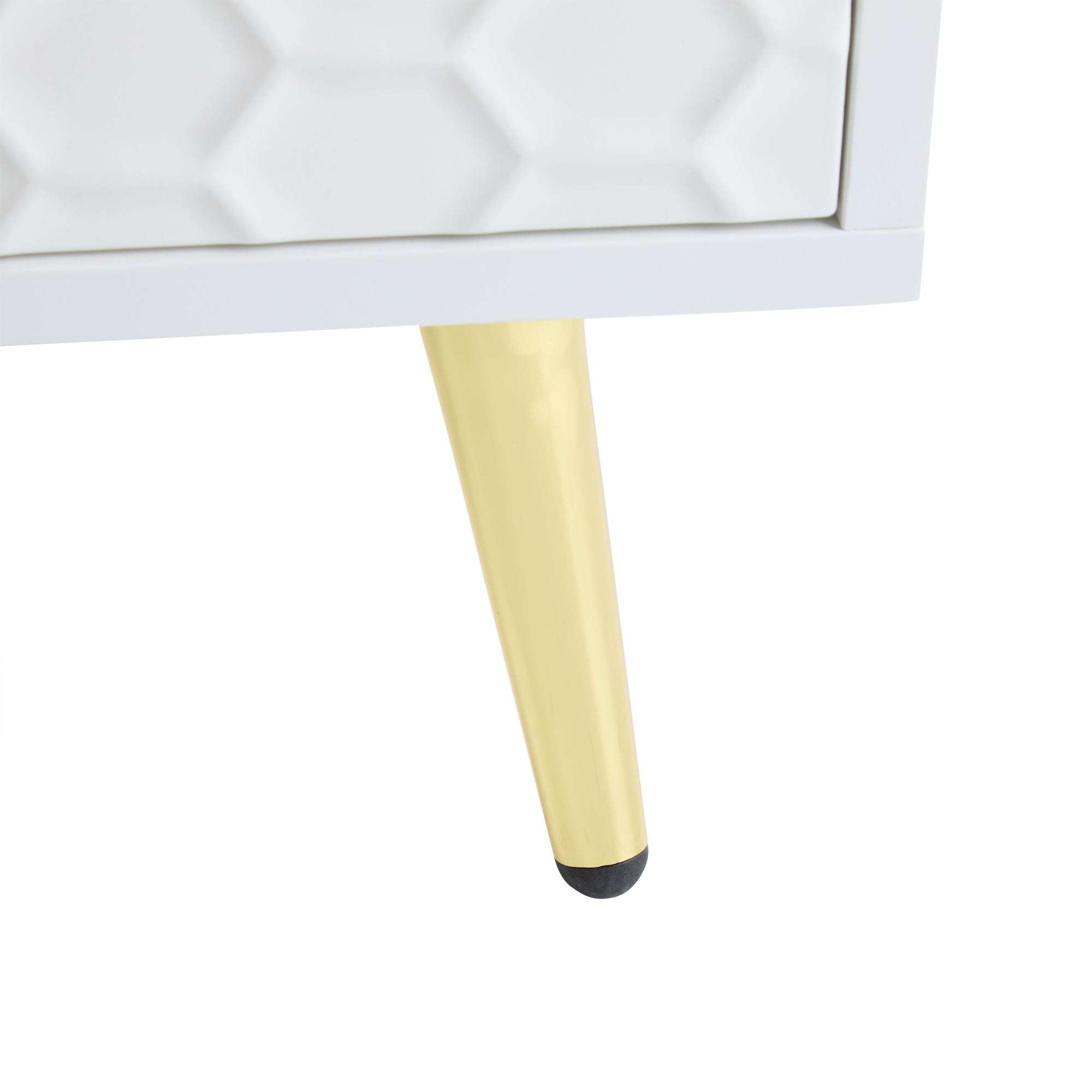Logidon White TV Stand with Honeycomb Pattern and Storage Space for up to 80 Inches