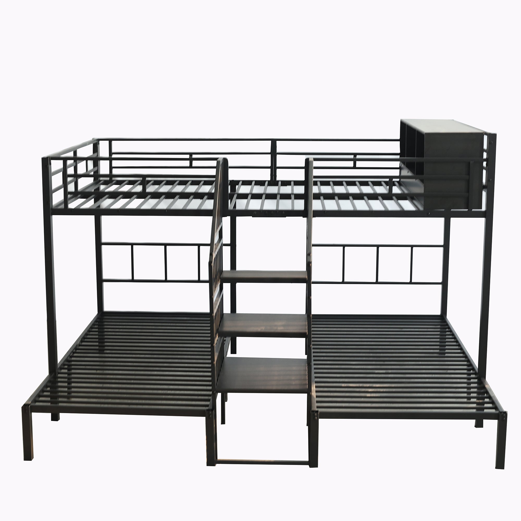 Logidon stapelbed ijzer zwart met drie slaapplaatsen 90x200cm
