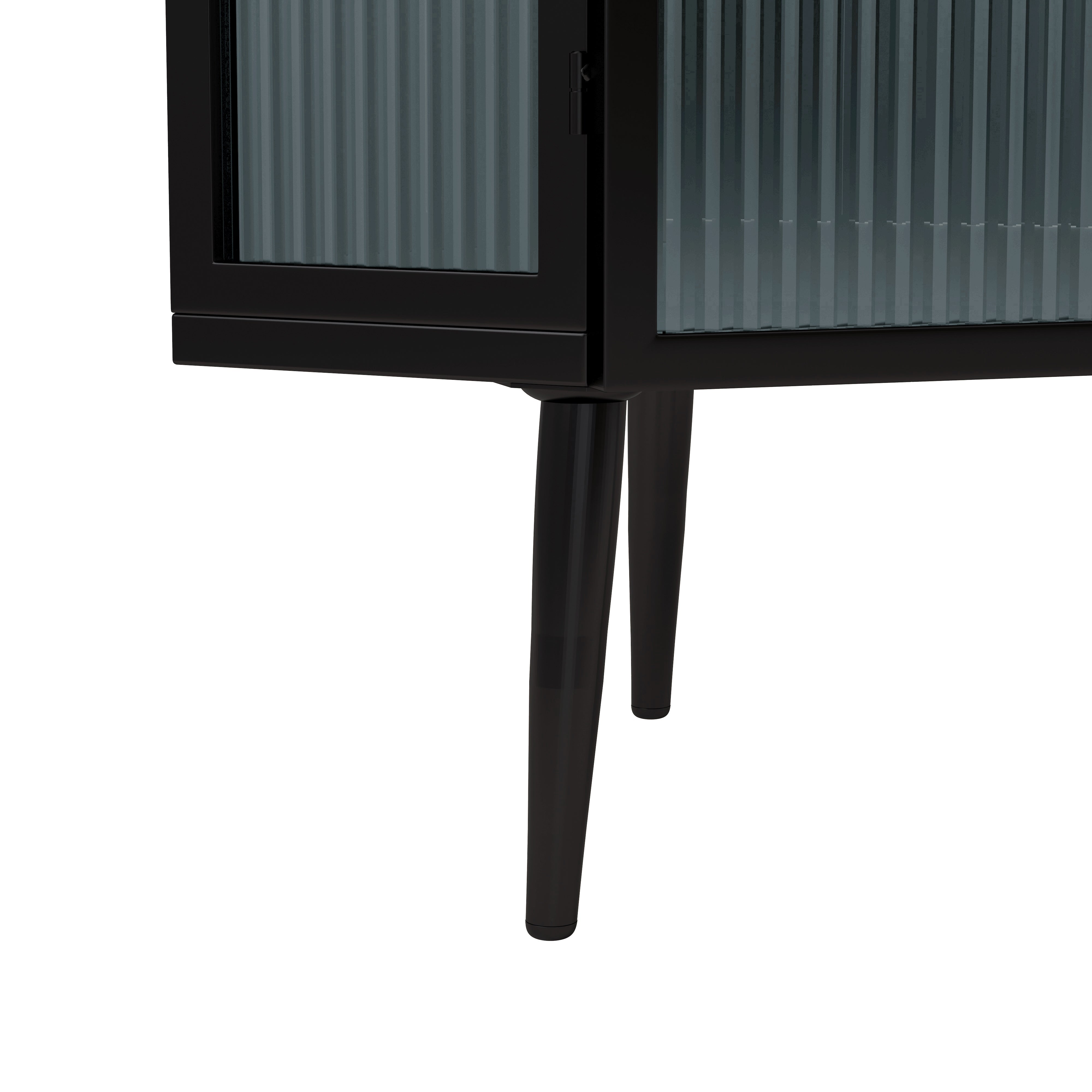 Logidon Hoekkast 56 cm Drie lagen met deuren van gehard glas Zwart