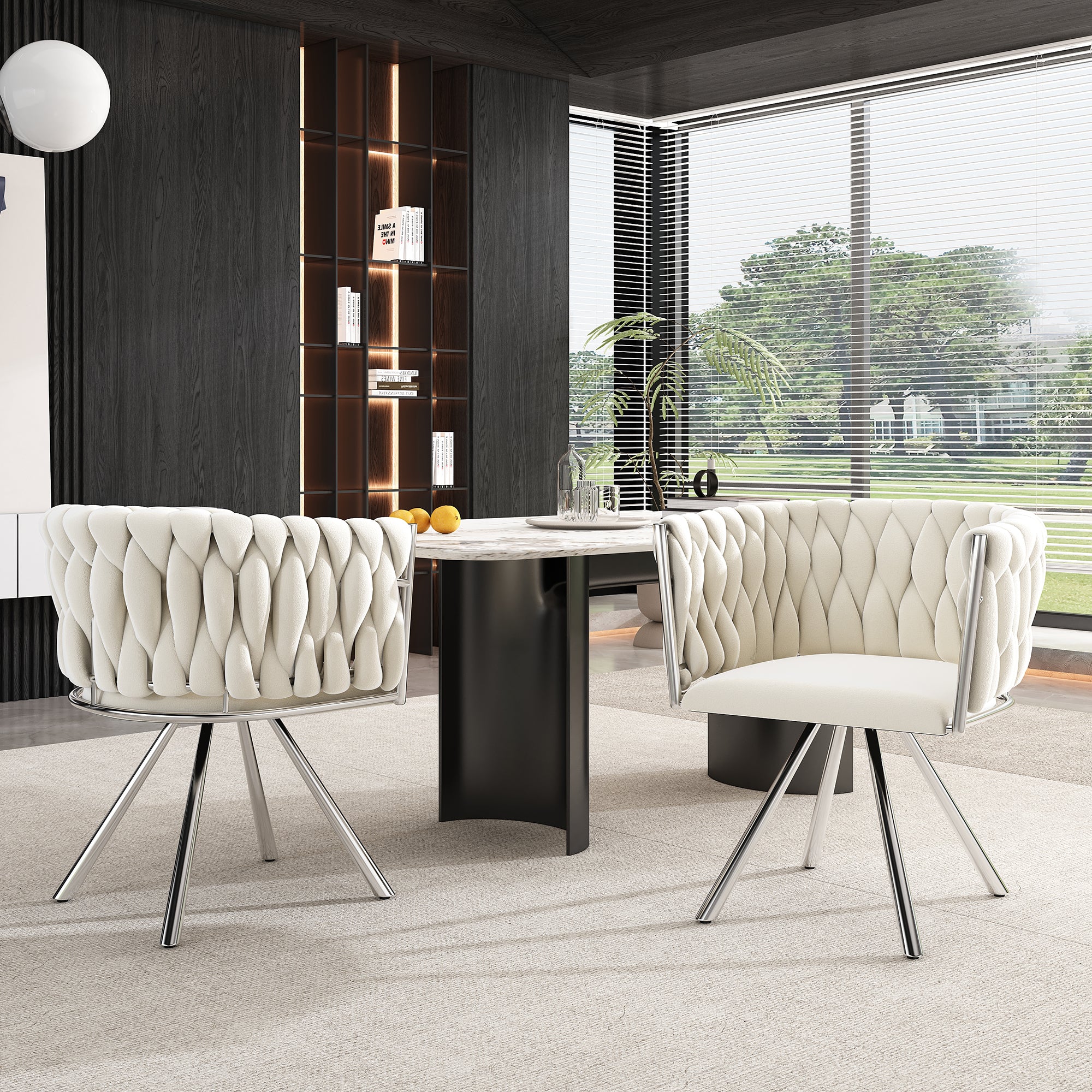 Logidon Eetkamerstoel fluweel Draaistoel Metaal Beige Zilver Set van 6