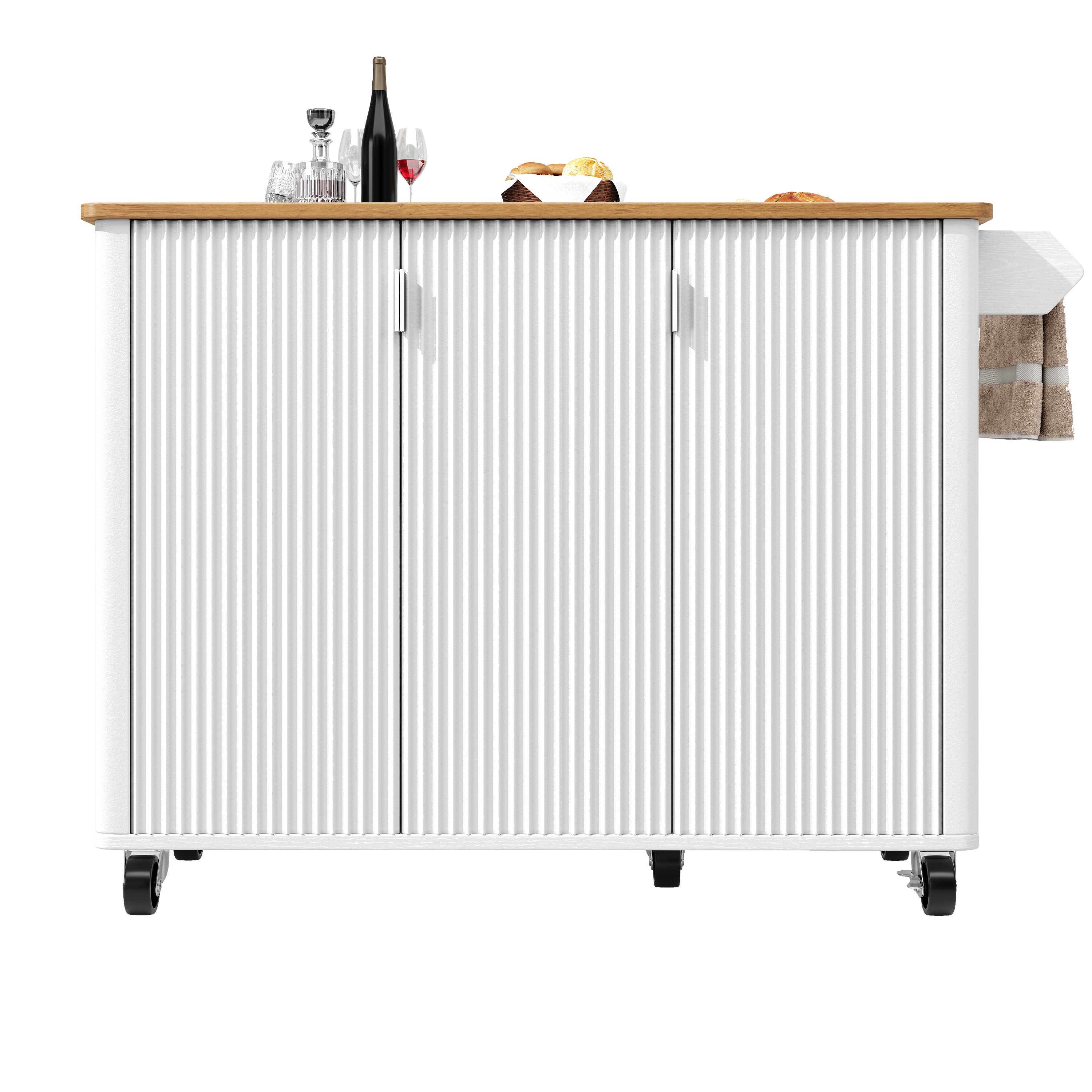 Logidon kitchen island 130x45(75)x92 cm white-black, extendable