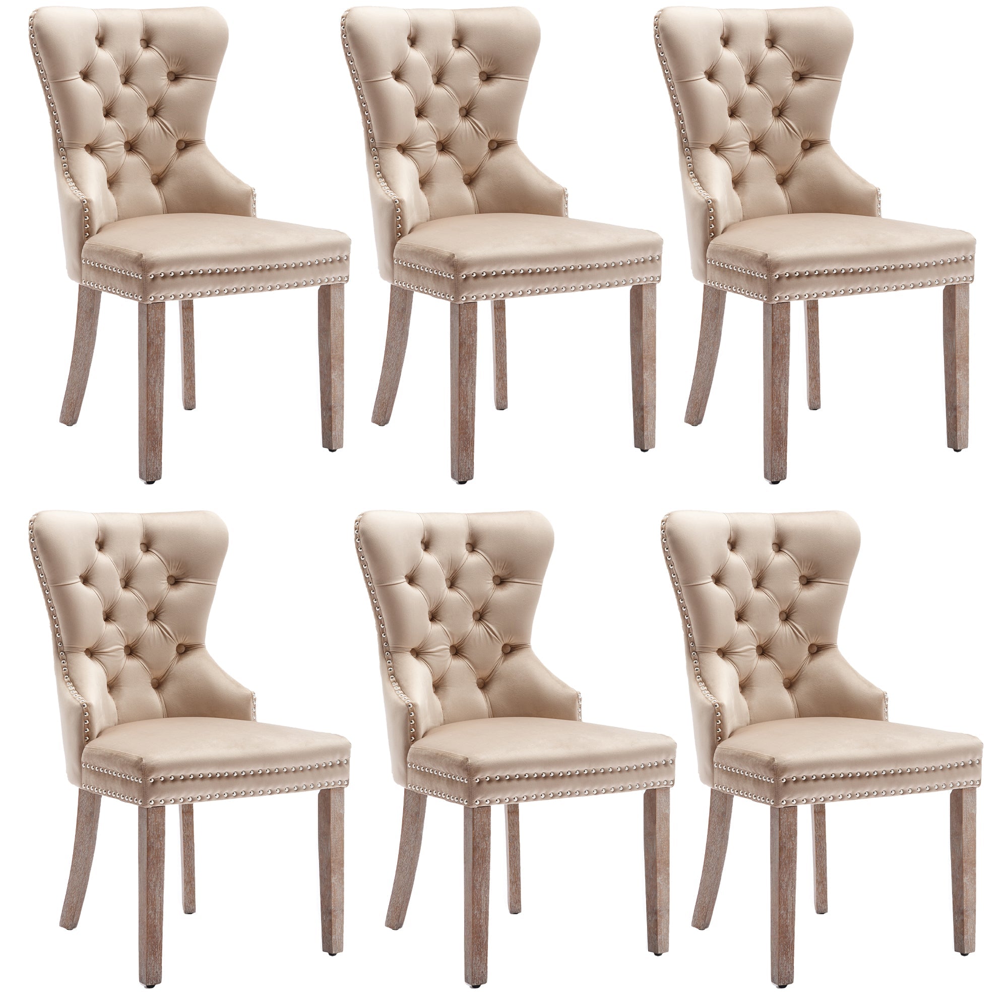Logidon eetkamerstoel beige fluwelen deurklopper set van 6