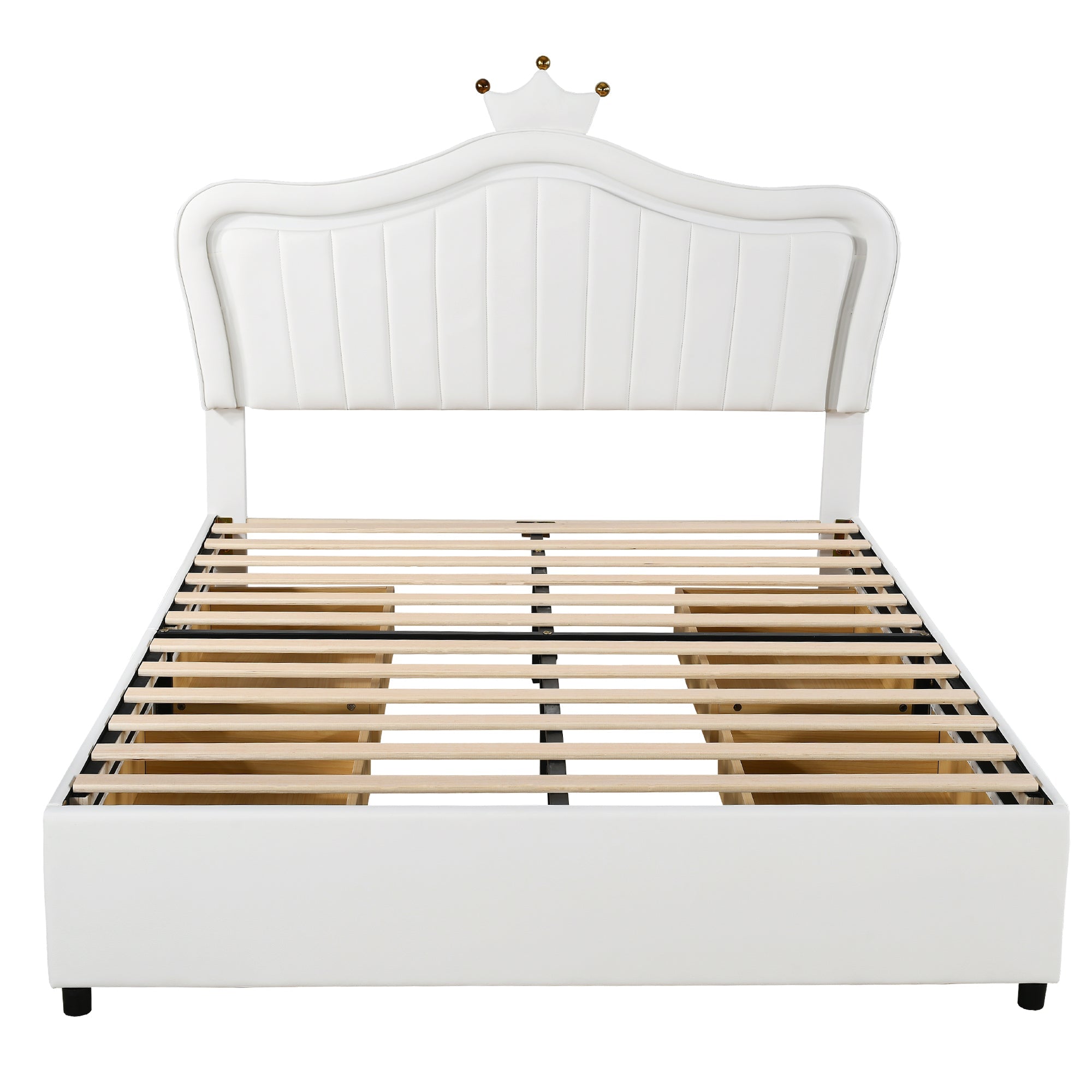 Logidon gestoffeerd bed 140x200 wit kunstleer met LED-verlichting