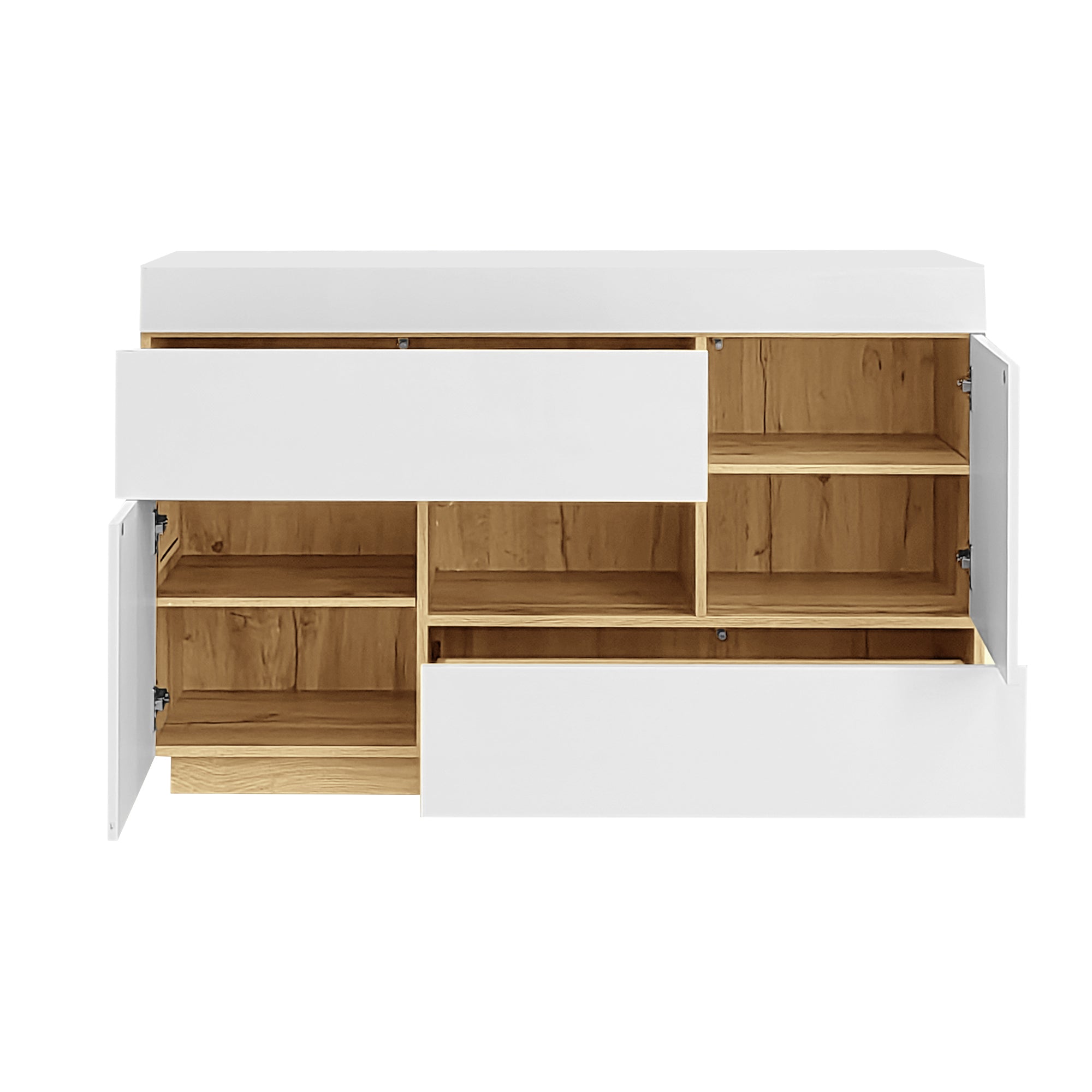 Logidon dressoir hoogglans wit vitrinekast LED 16 kleuren 120x37x76,5 cm