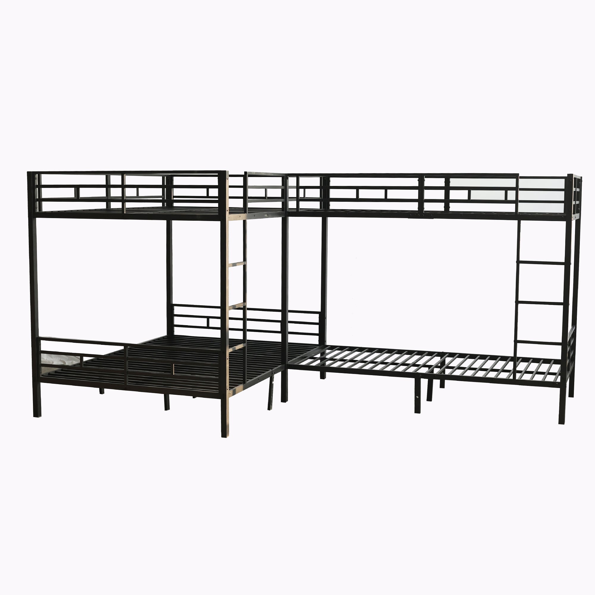 Logidon Stapelbed Metaal Zwart 90x200/140x200 Drietrapsladder