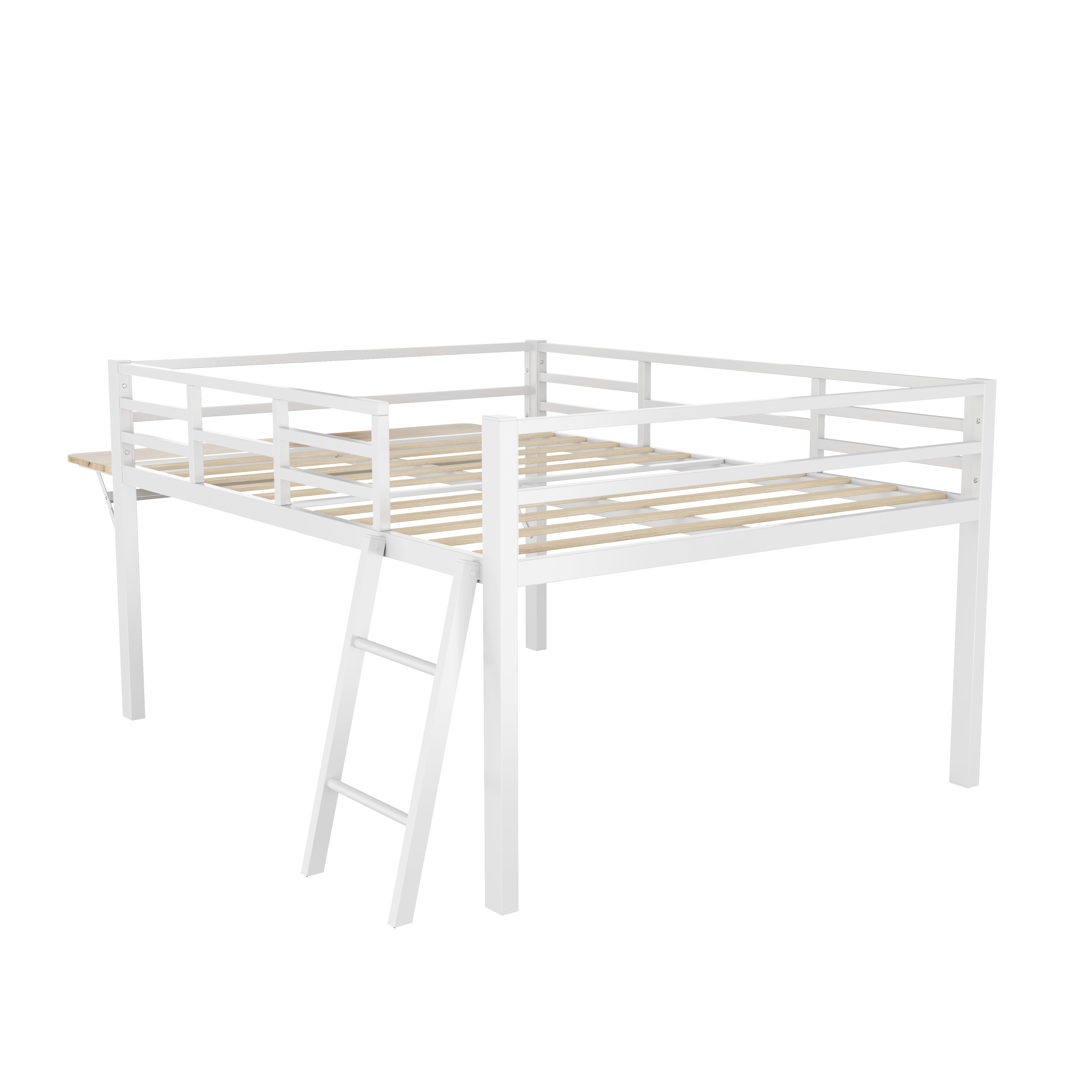 Logidon vlakbed metalen bed 140x200 witte reling LED-lichtstrip