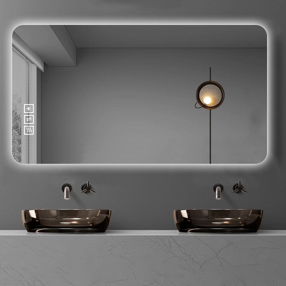 Logidon LED badkamerspiegel zilver 100x60 CM dimbaar 3 lichtkleuren