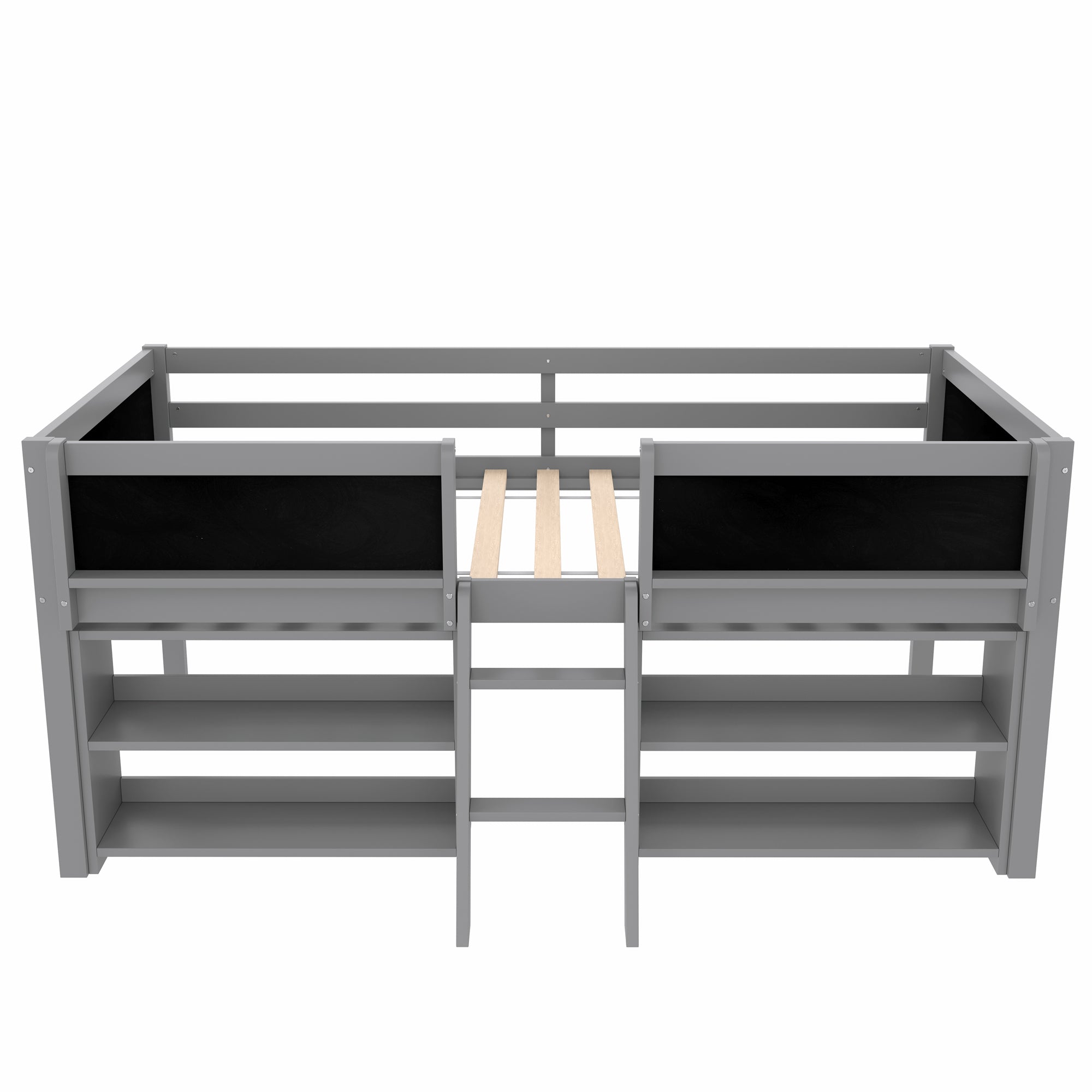 Logidon halfhoogslaper 90x200 cm met opbergruimte en ladder grijs