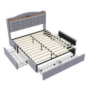 Logidon gestoffeerd bed 160x200 grijs USB-oplaadpoort
