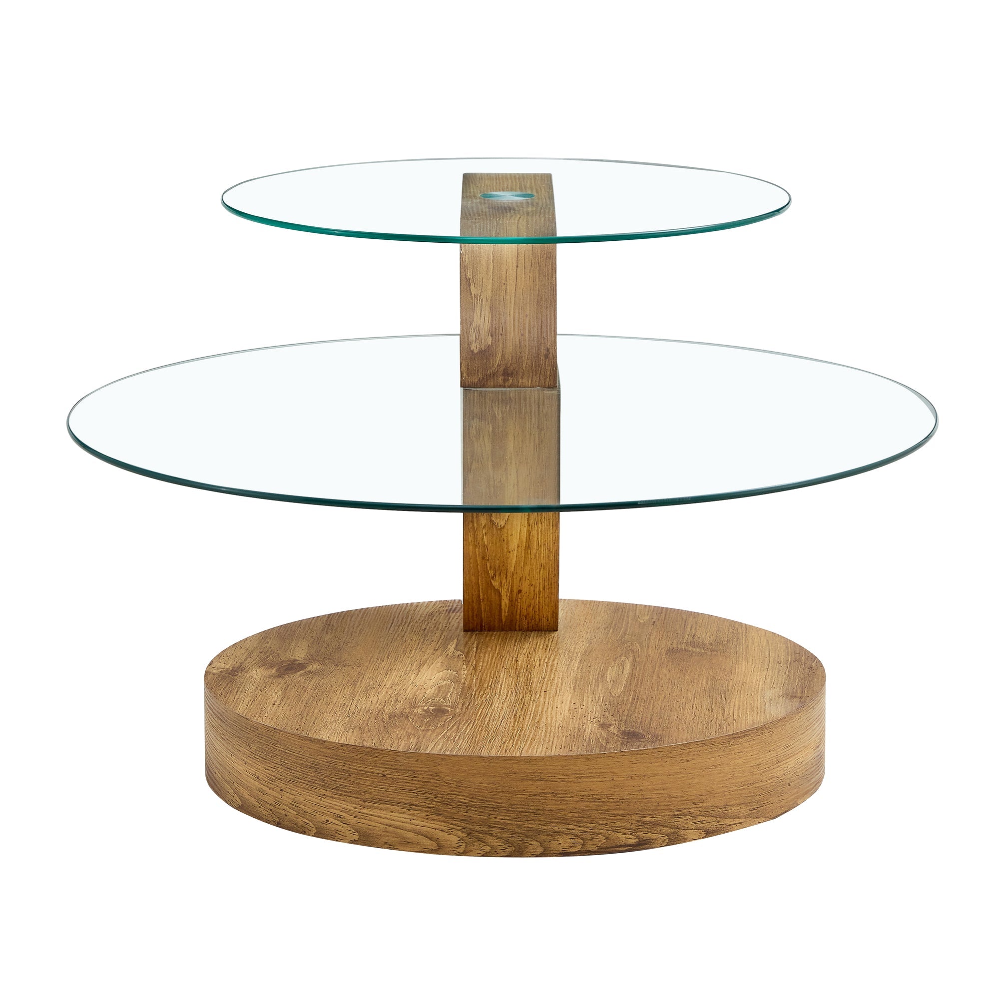 Logidon Moderne Glazen Salontafel Houtstructuur Meerlaags Design MDF 90x70cm
