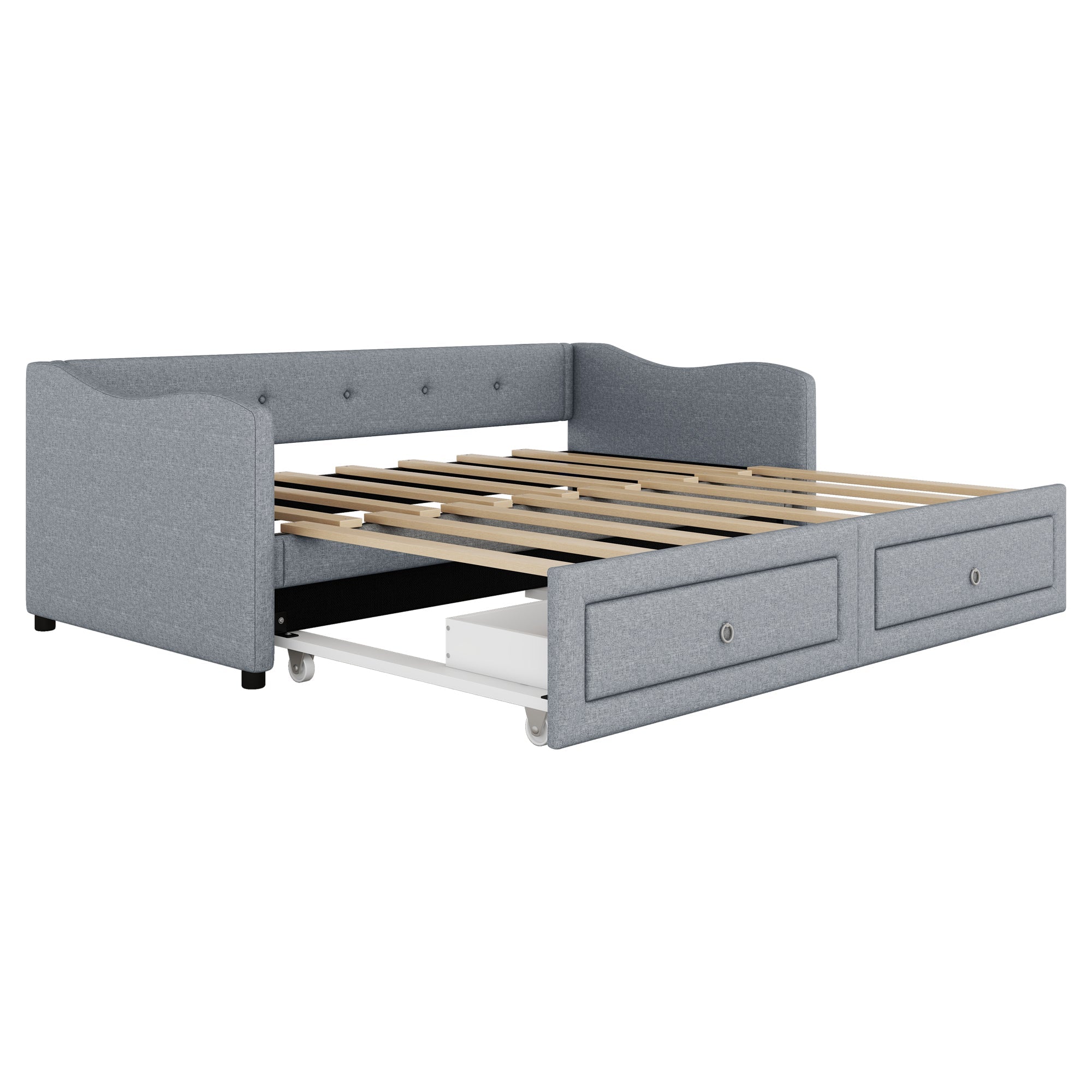 Logidon daybed 90x200 cm with pull-out bed, 2 drawers gray