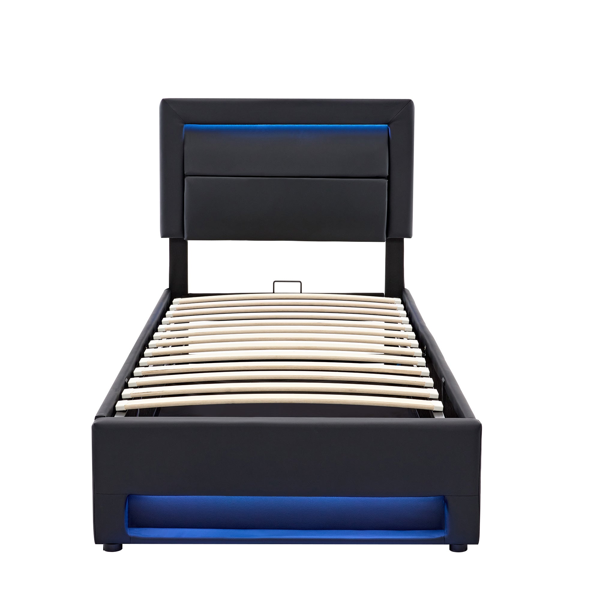 Logidon gestoffeerd bed 90x200 zwart USB-oplaadpoort LED-verlichting