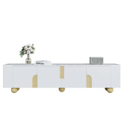 Logidon Wit TV-meubel 180 cm - 4 deuren, marmerlook, houten poten