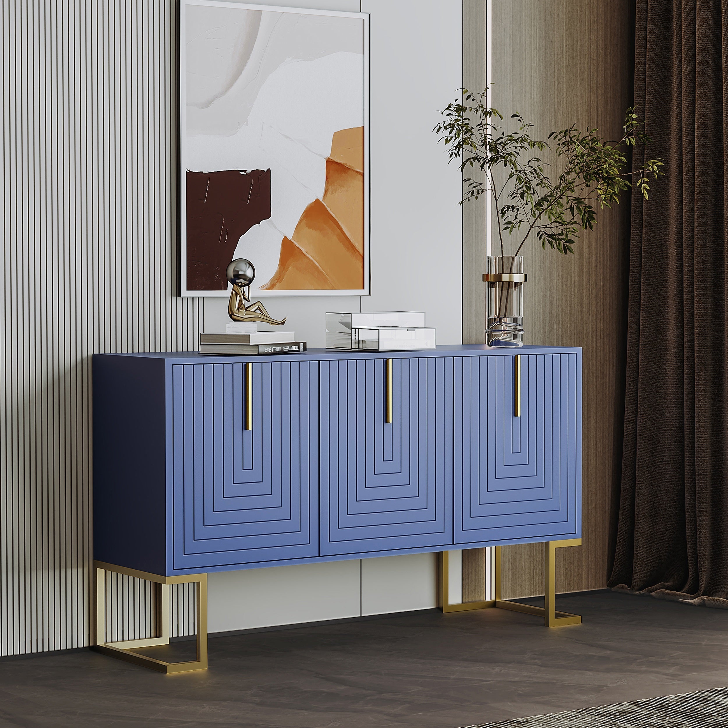 Logidon marineblauw dressoir met 3 deuren en verstelbare planken