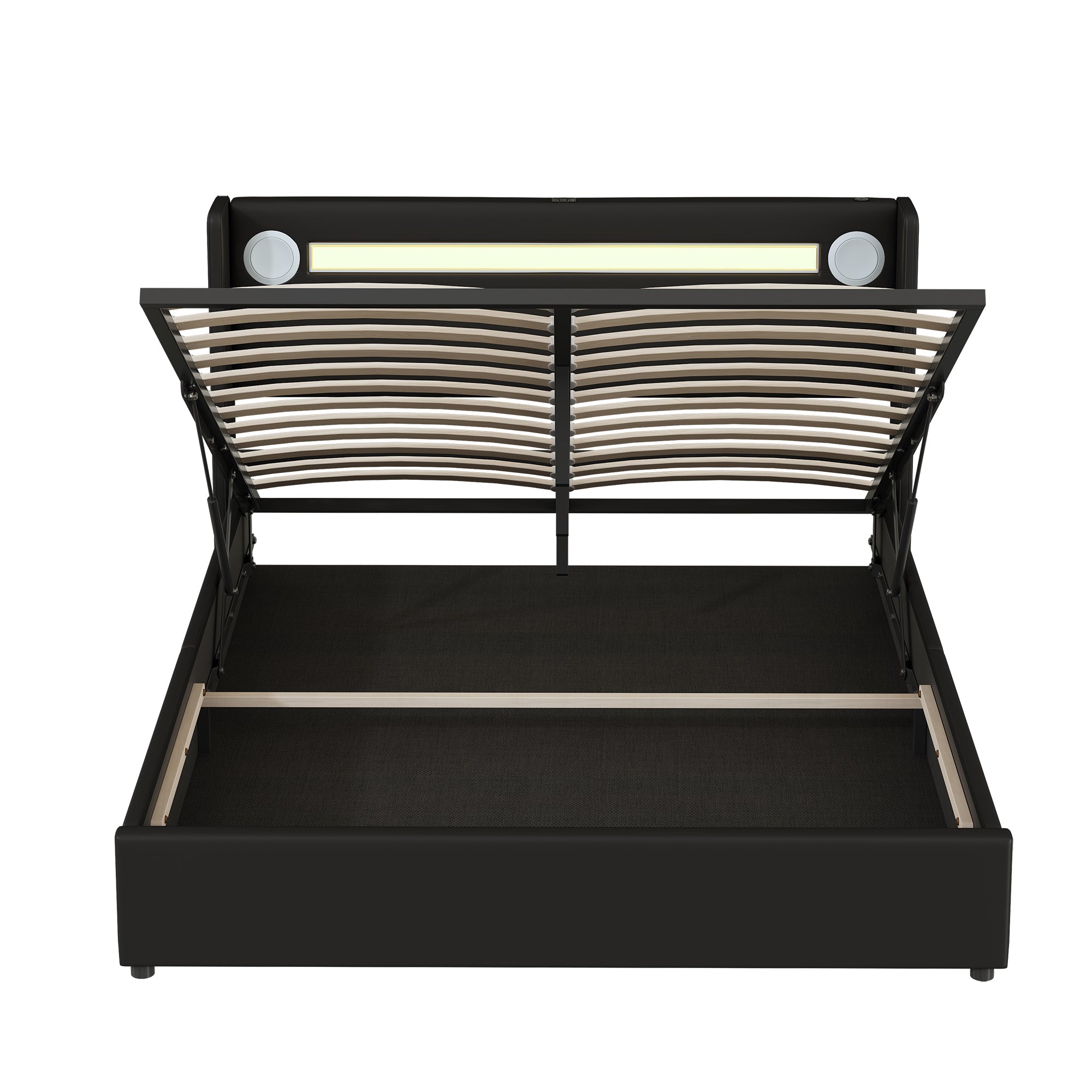 Logidon gestoffeerd bed 160x200 zwart met LED lichtstrip USB opladen