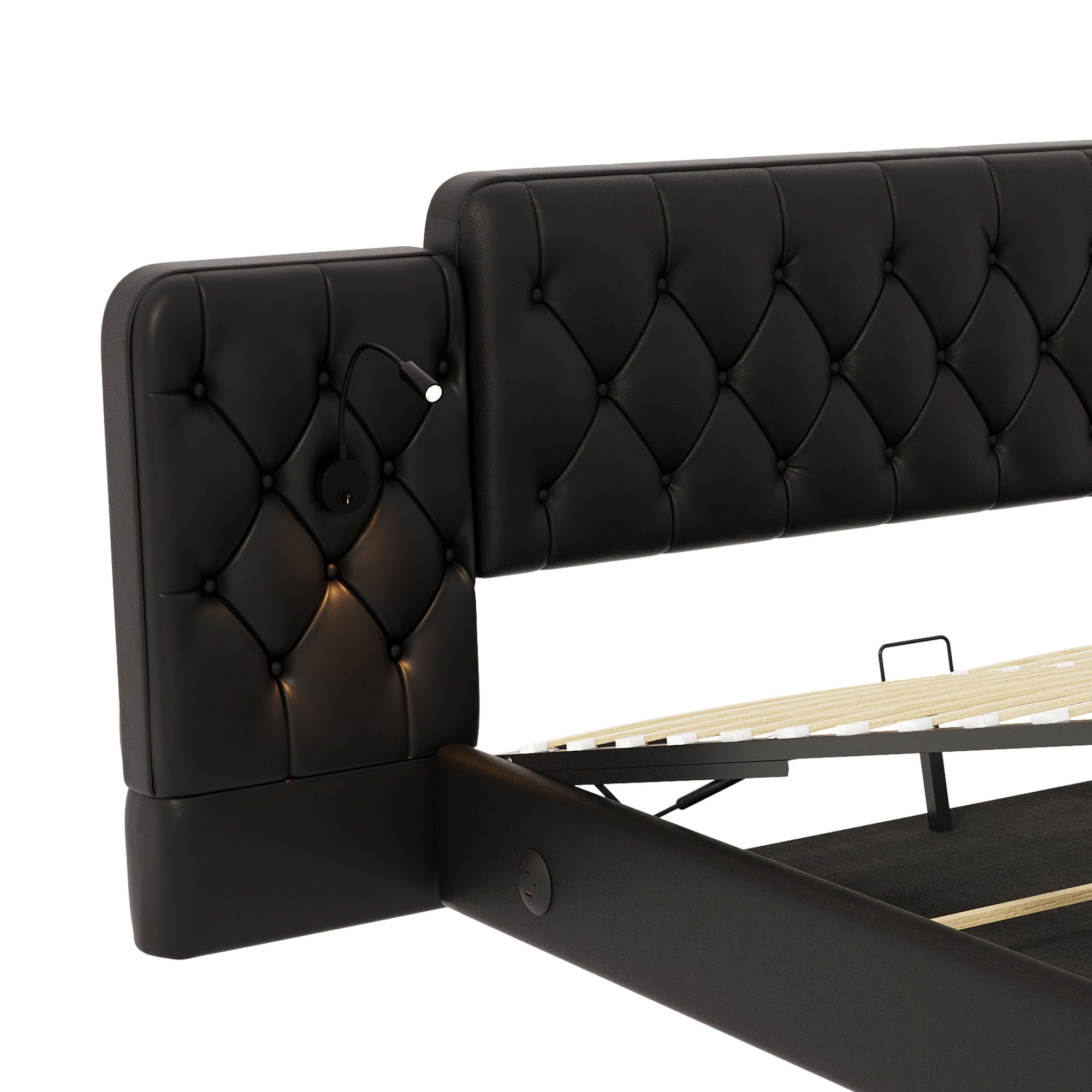 Logidon bedframe 180x200 cm zwart hydraulische opbergruimte