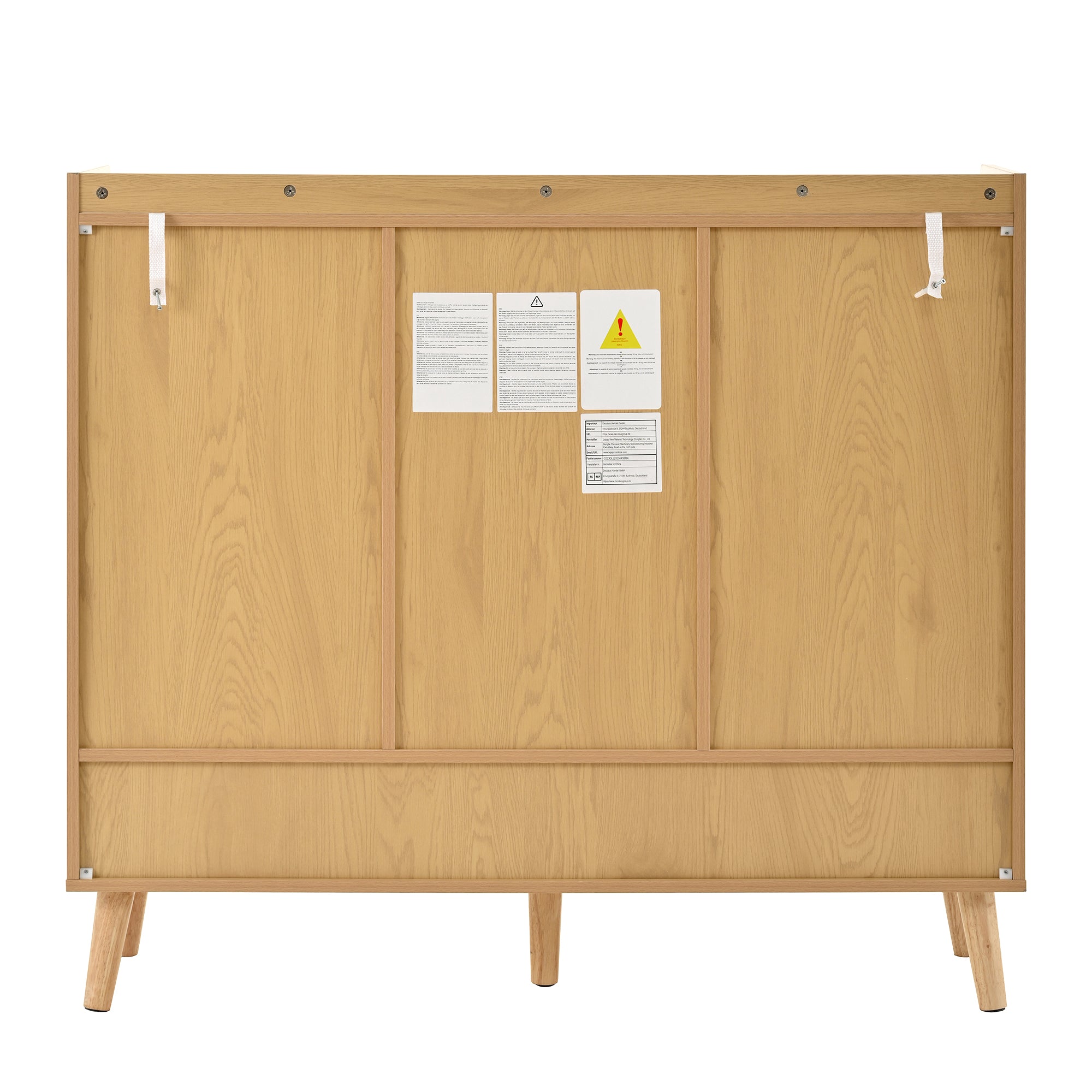 Logidon schoenenkast naturel rotan 120x35x106 met 3 deuren 1 lade