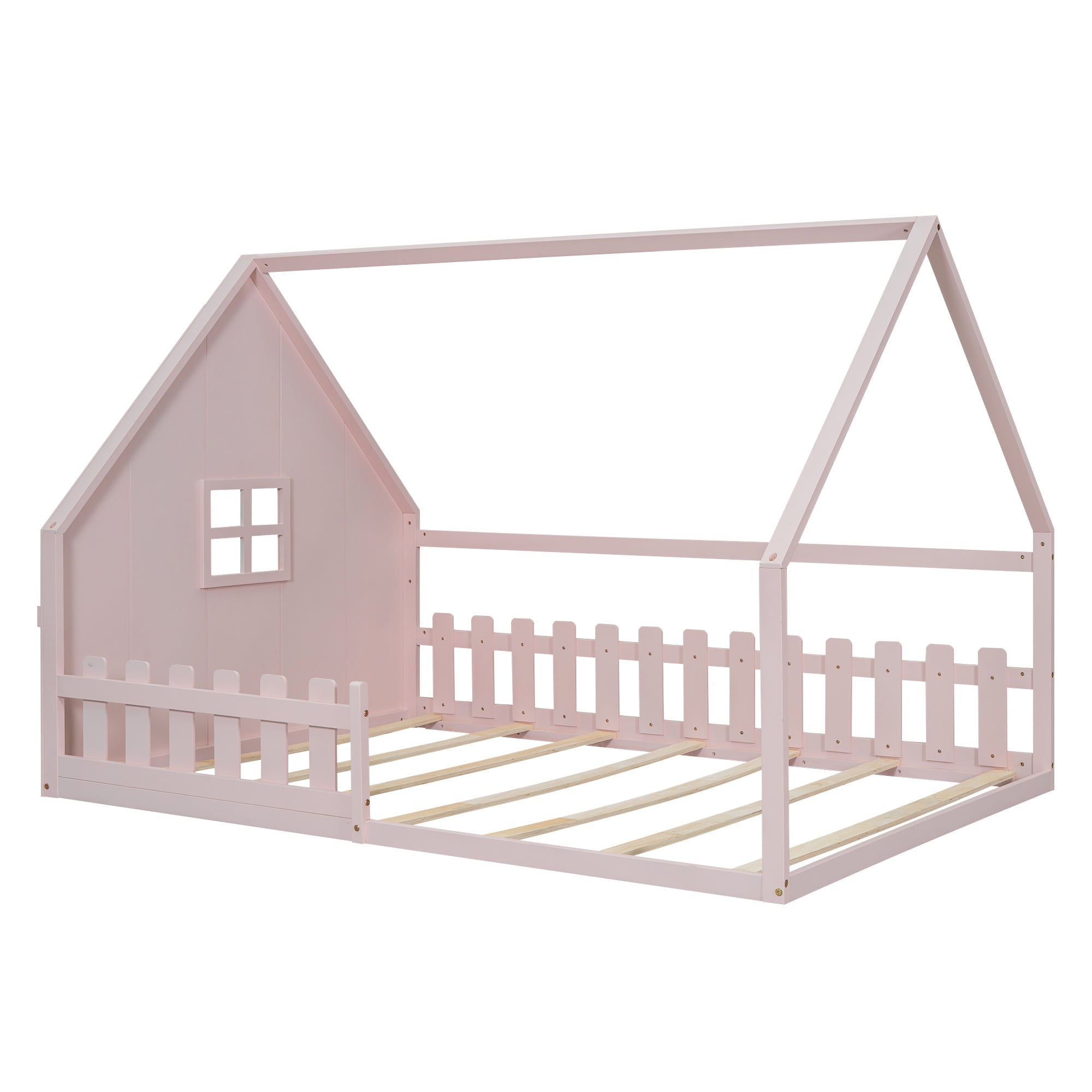 Logidon vlakbed 140x200 cm roze kinderbed met railing