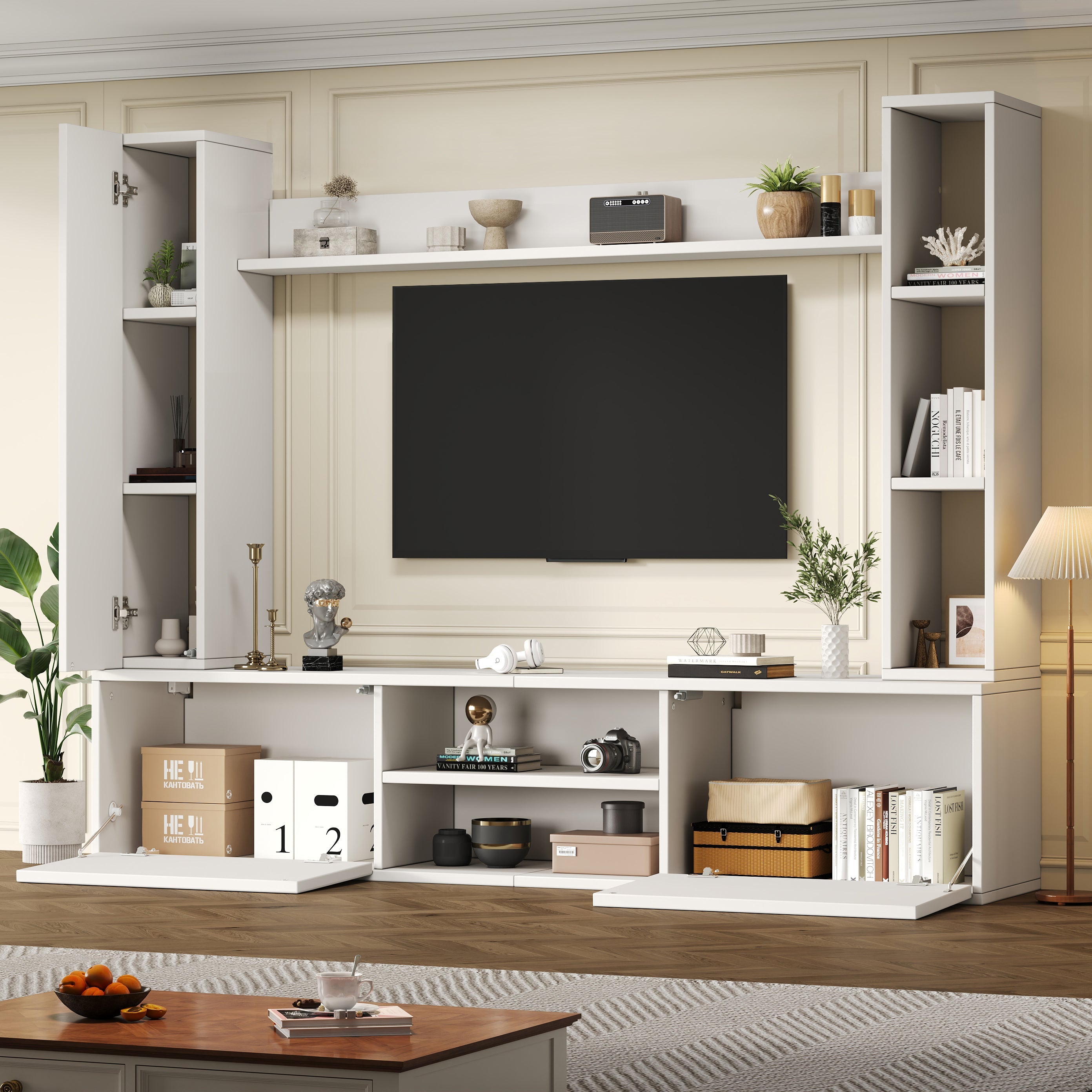 Logidon TV wandmeubel wit 180x35x33,5 cm compleet 4 delen