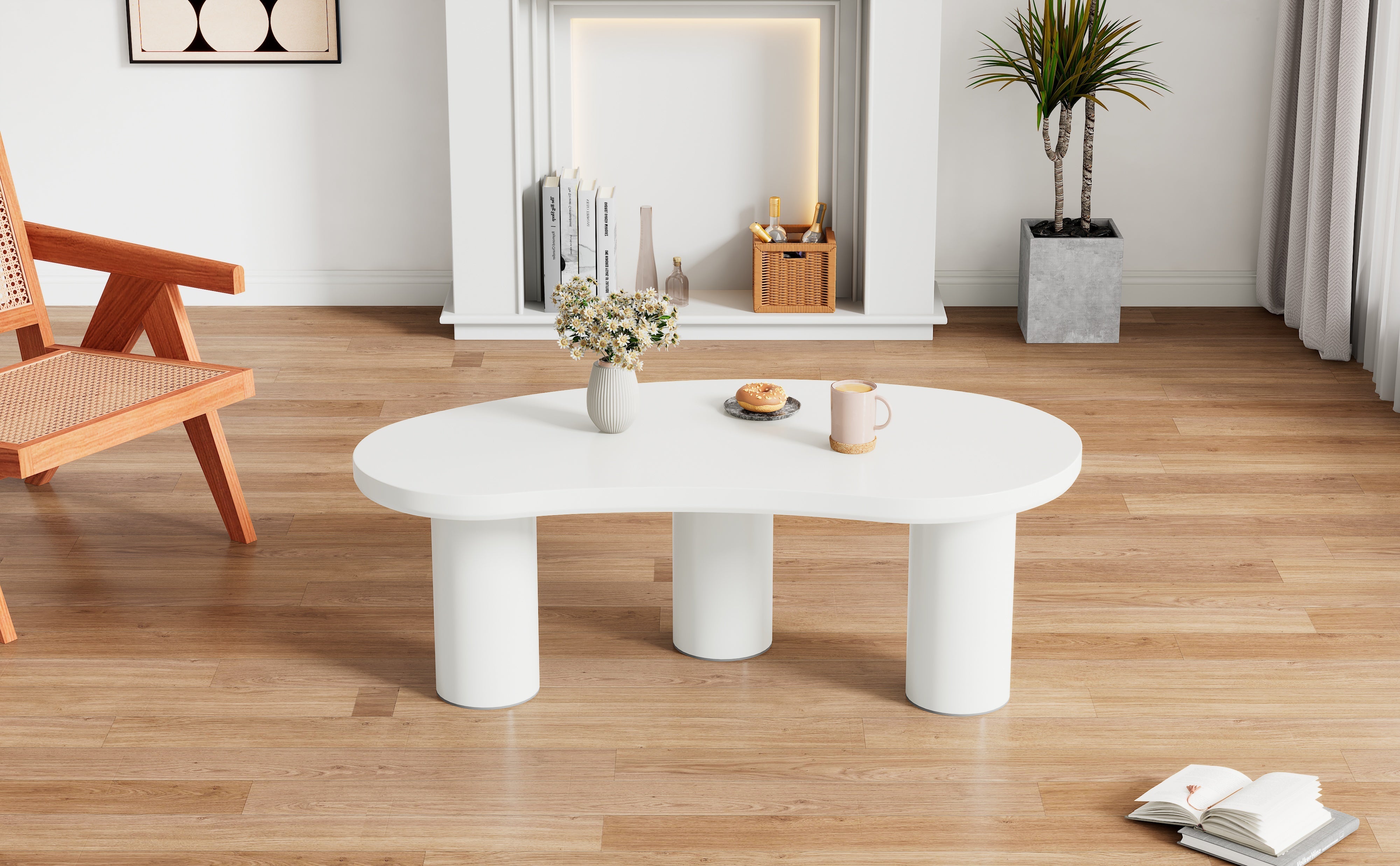 Logidon Witte halve maan salontafel 107x57x40,5 cm MDF en PVC
