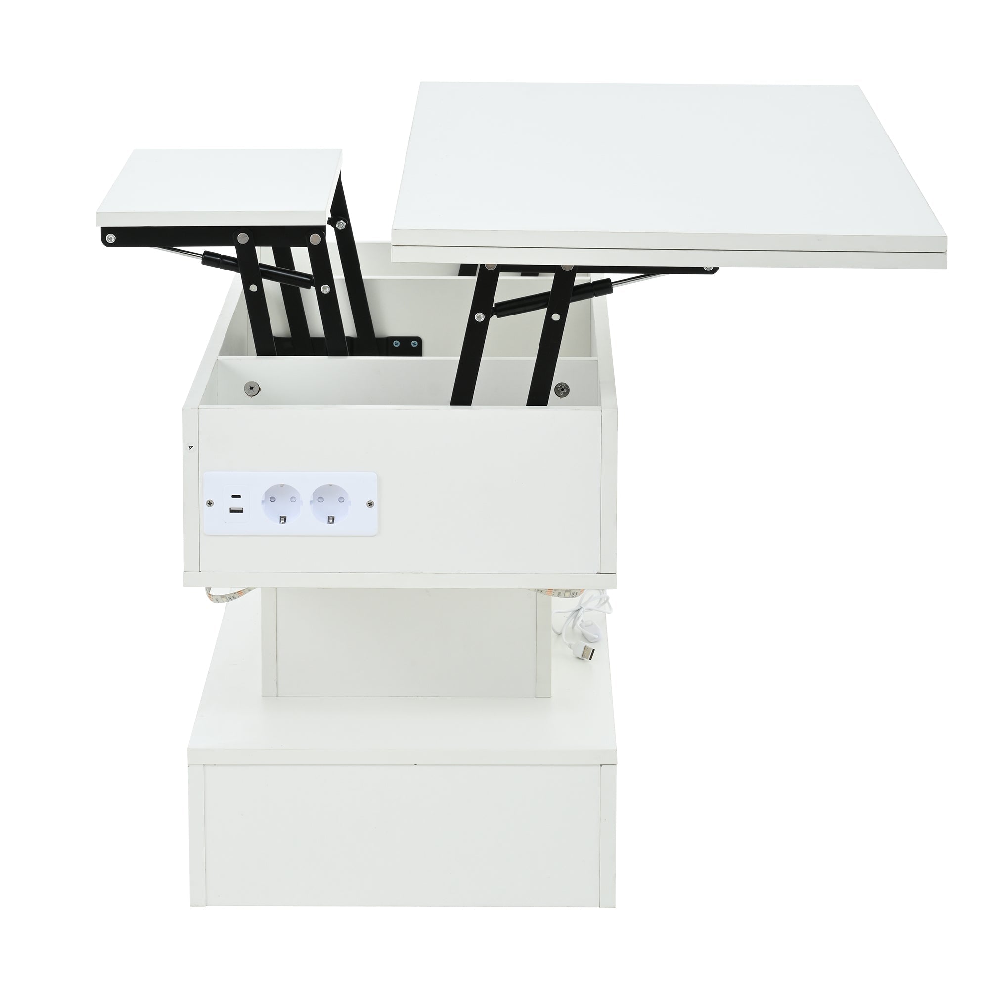 Logidon salontafel met USB-C oplaadaansluiting en LED-licht, in hoogte verstelbaar