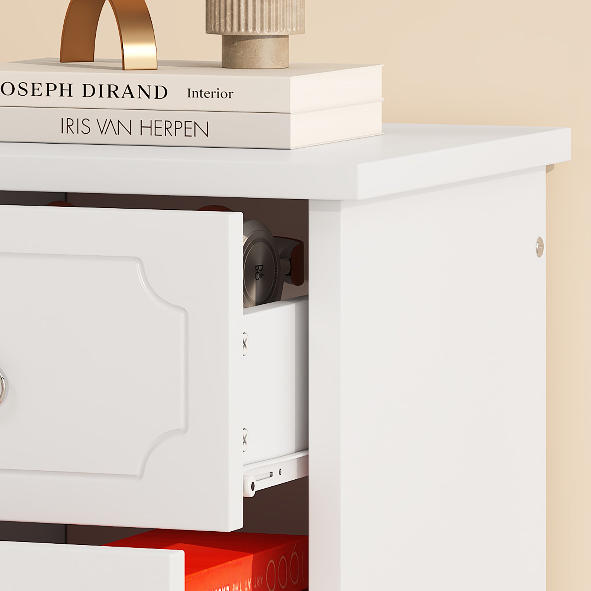 Logidon Classic Chest of Drawers White with 5 Drawers Silent Glides