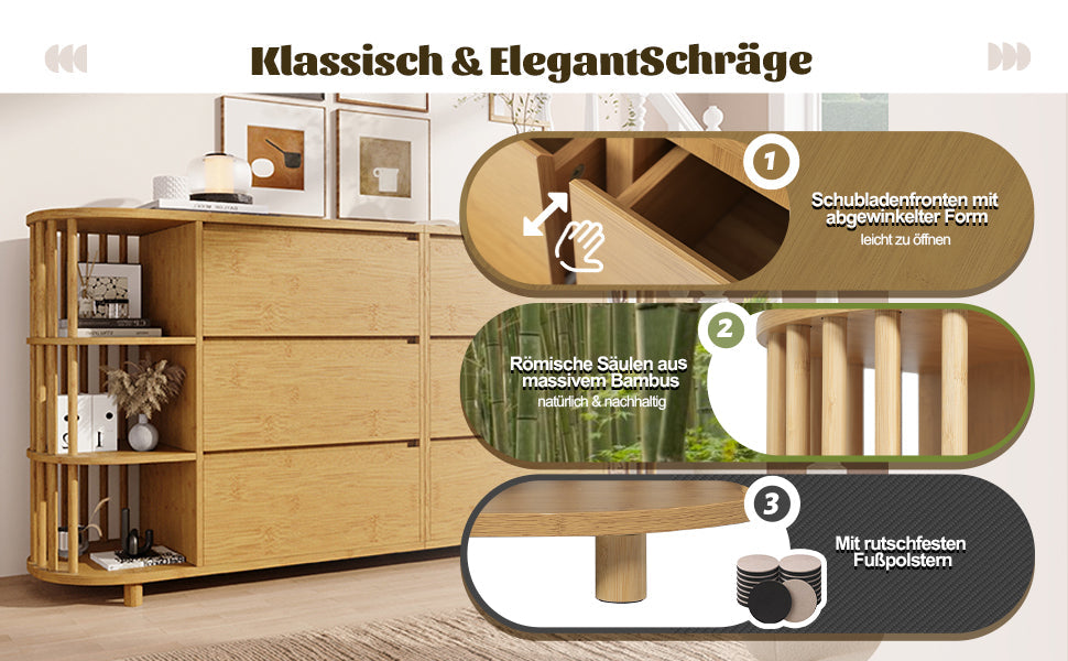 Logidon ladekast 160 cm eiken - Romeins design, 6 laden
